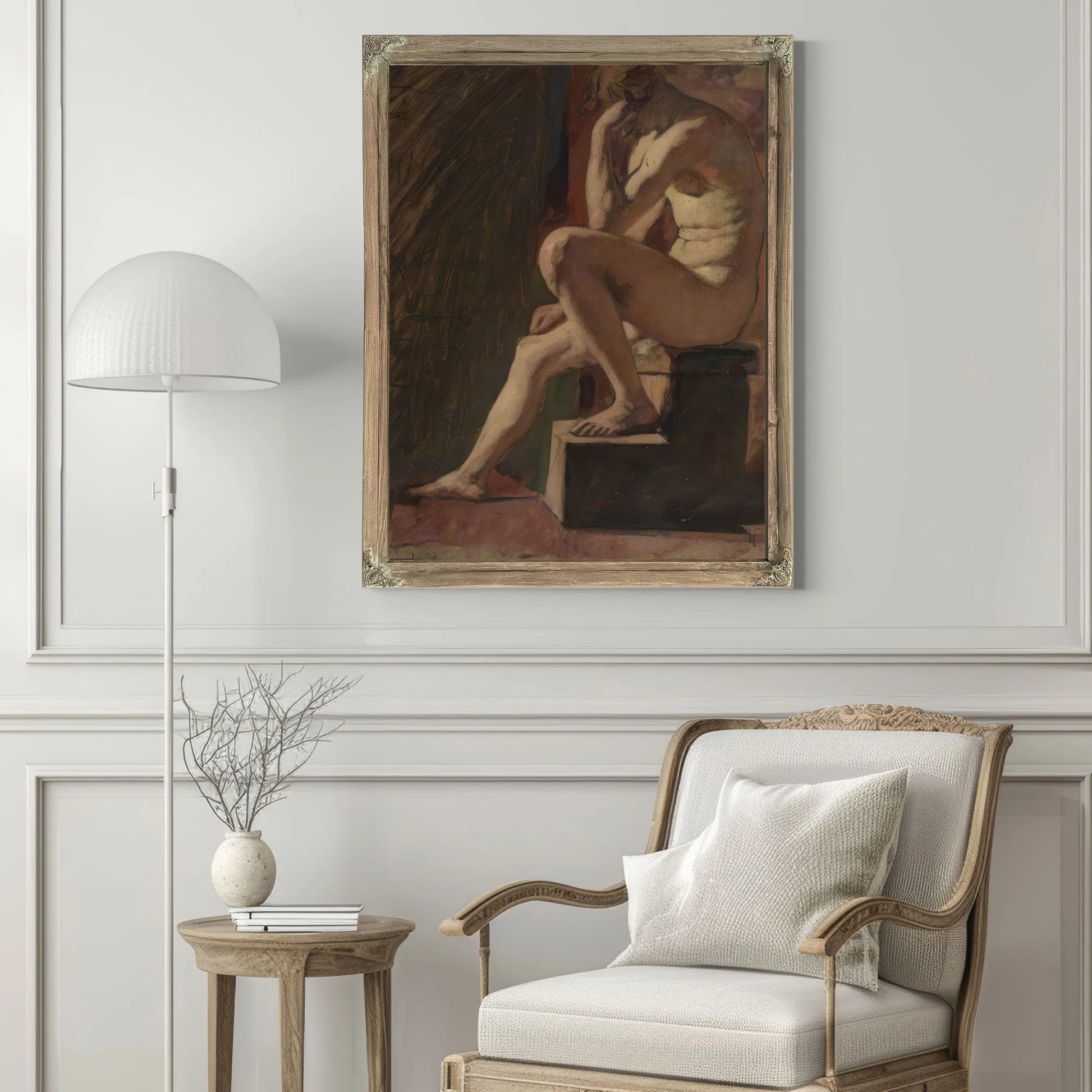 Seated Male Nude, Head Resting Against Hand, Left Foot Resting On Block By William Etty Fine Art Print