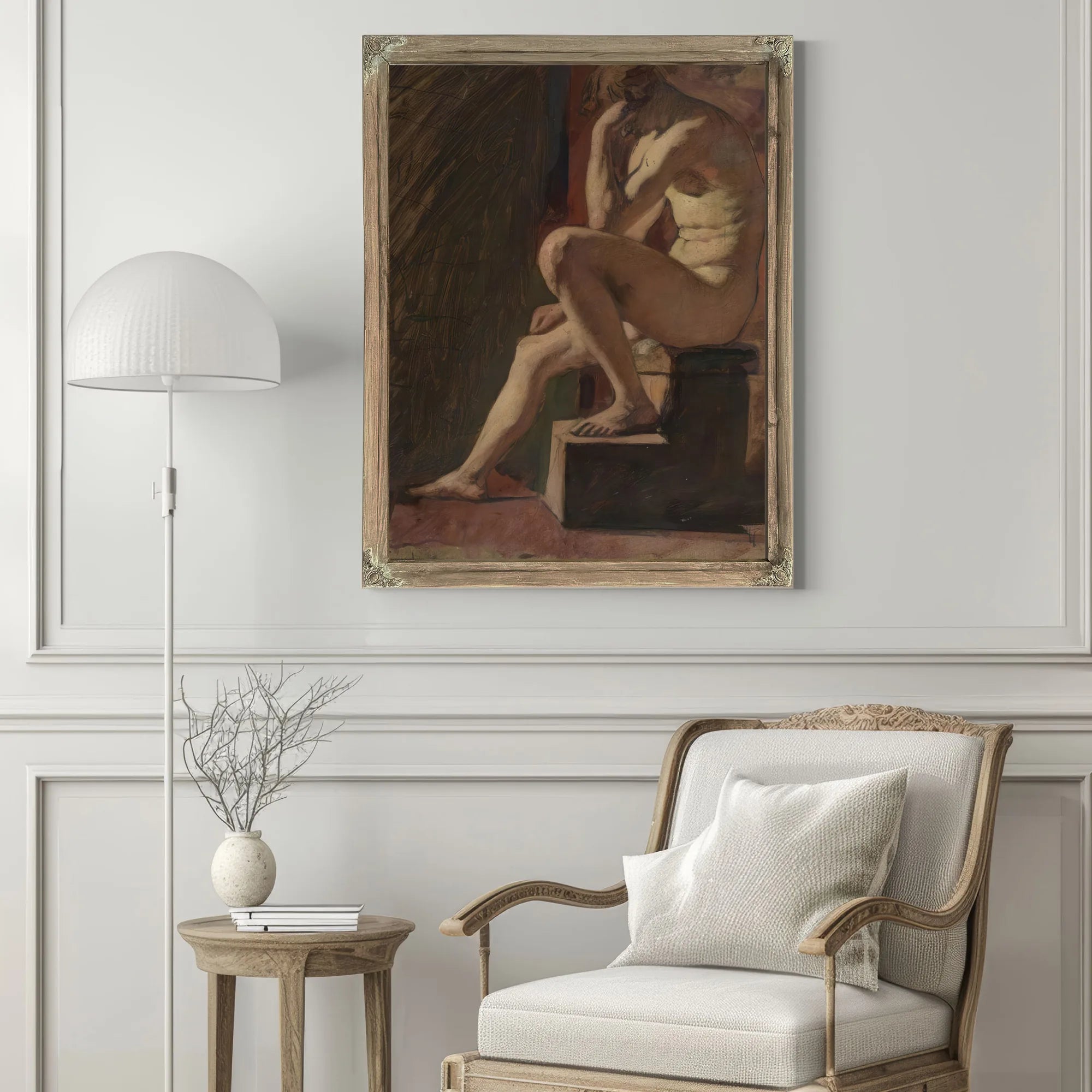 Seated Male Nude, Head Resting Against Hand, Left Foot Resting On Block By William Etty Fine Art Print