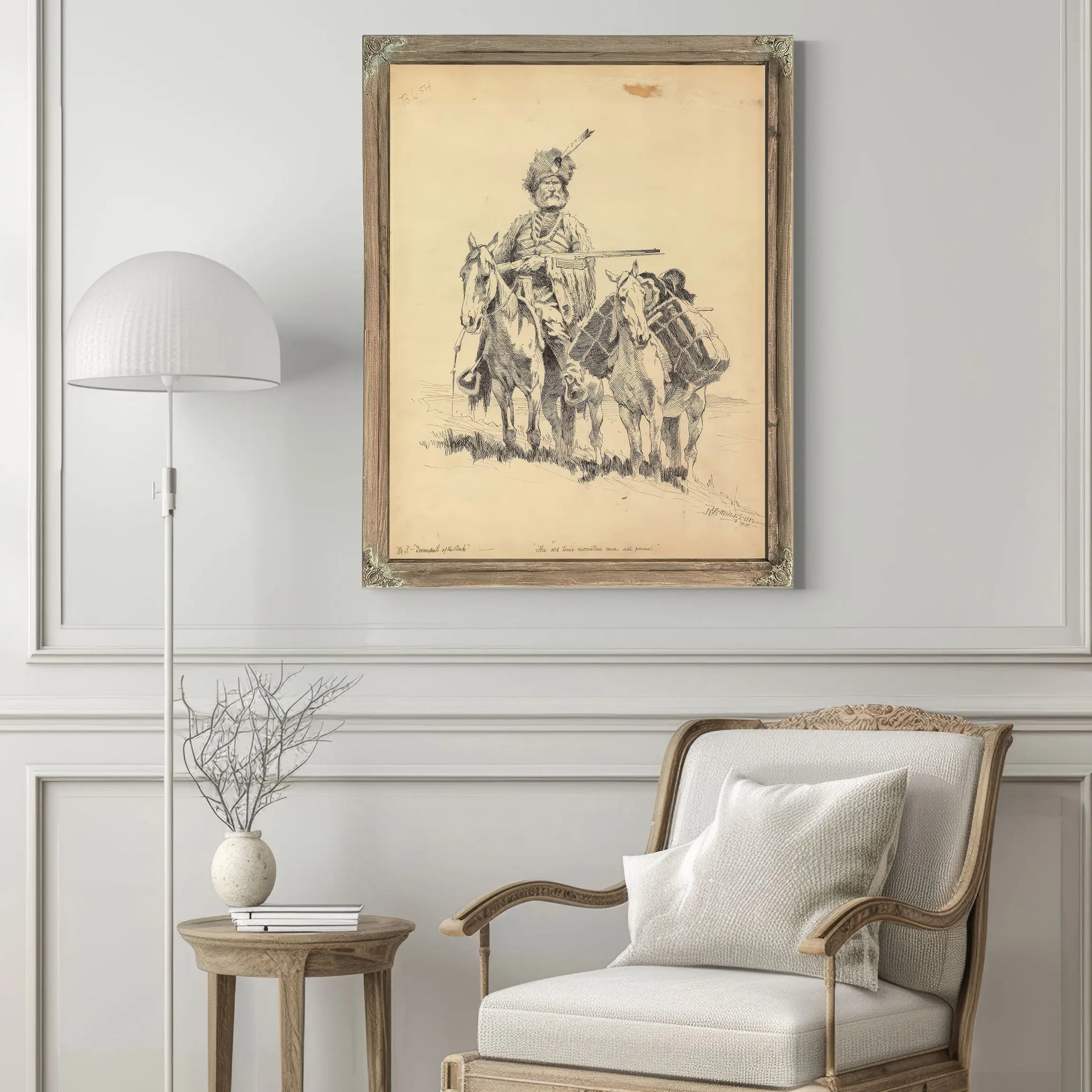 An Oldtime Mountain Man With His Ponies  by Frederic Remington