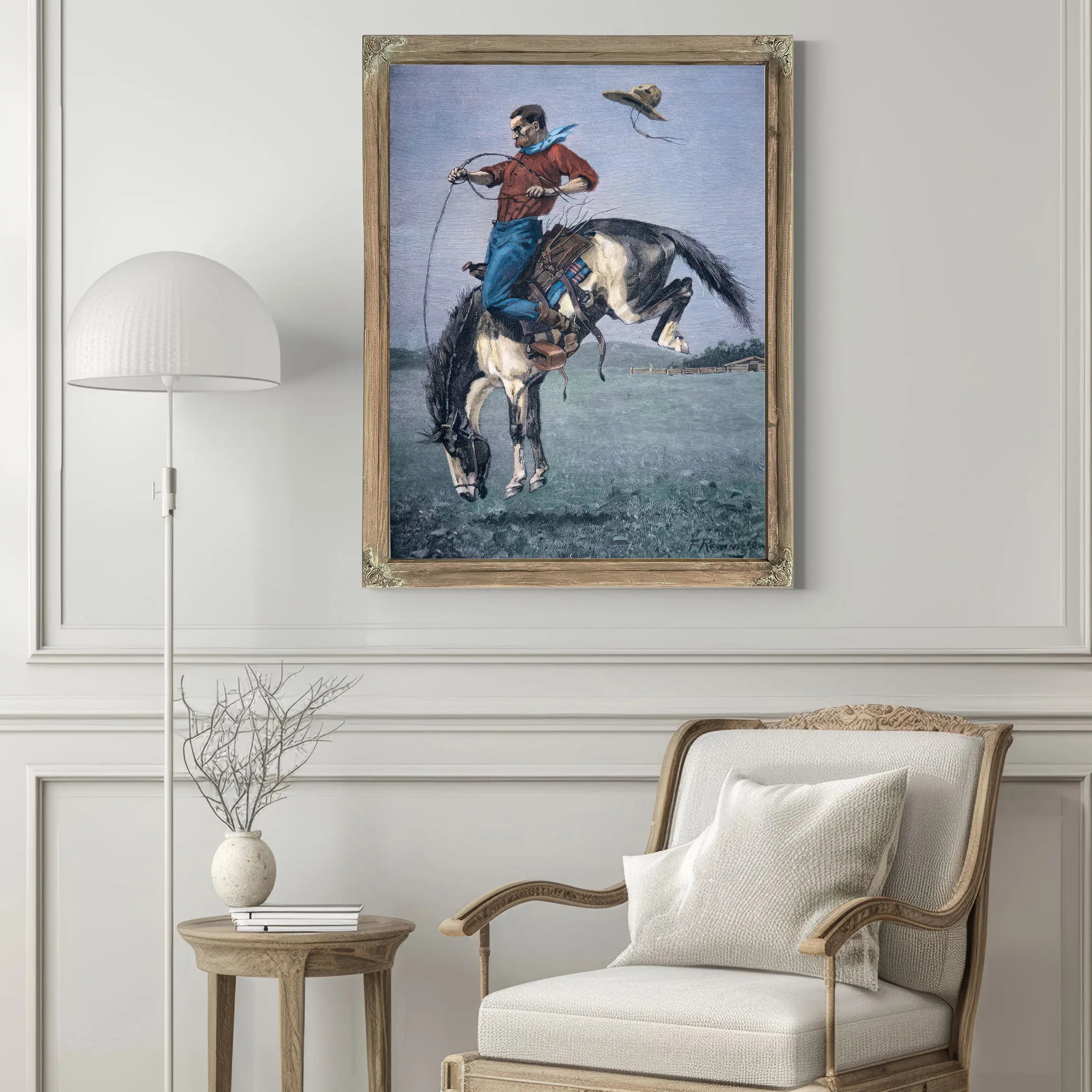Broncobuster Coloured Engraving by Frederic Remington