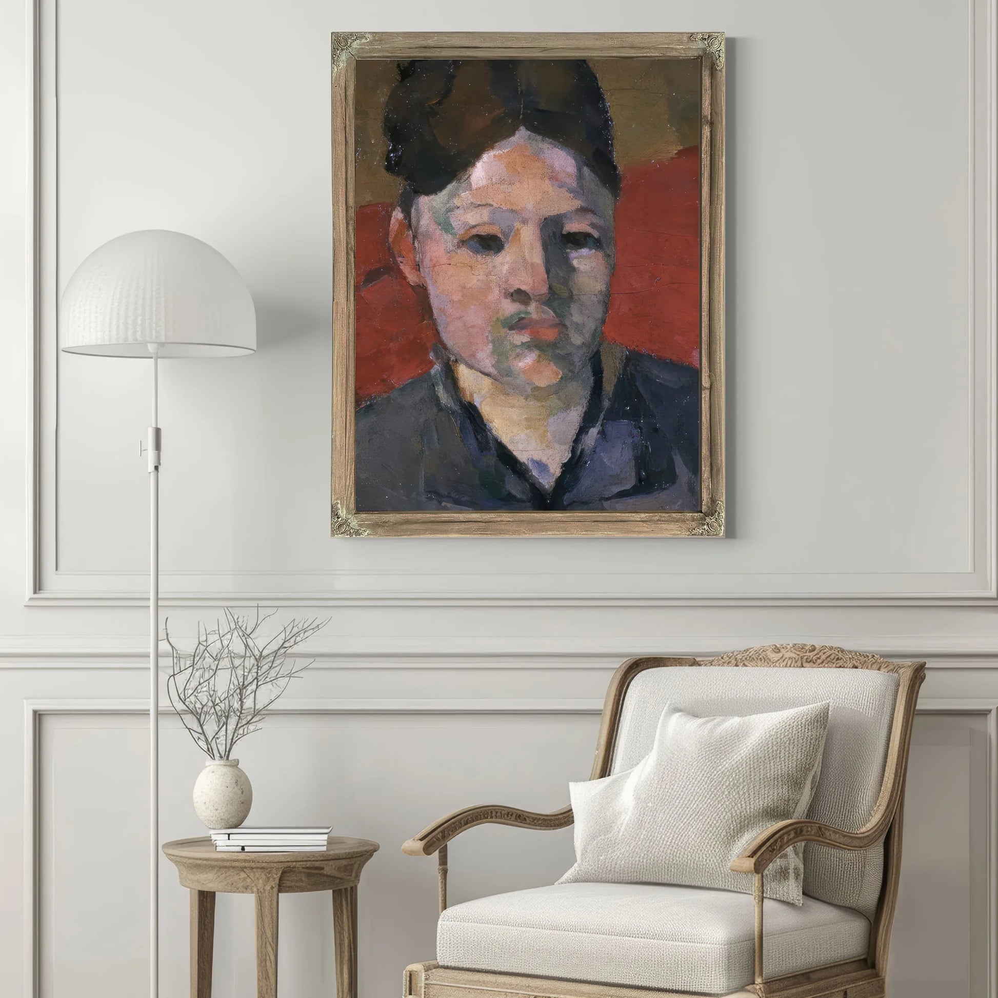 Detail Of Woman's Head From The Artist's Wife In A Red Armchair By Paul Cezanne Fine Art Print