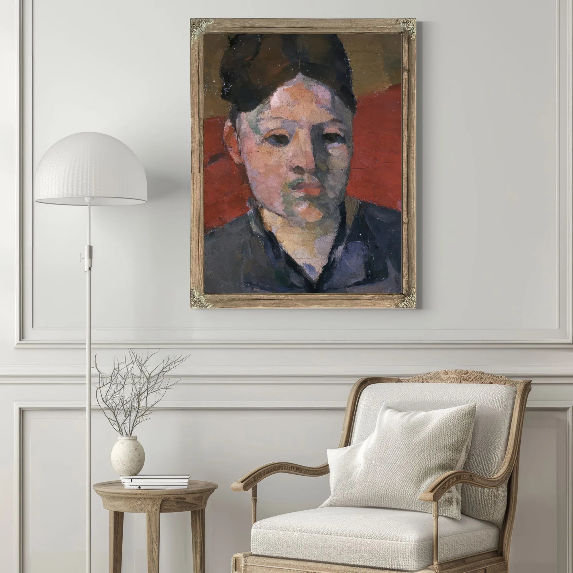 Detail Of Woman's Head From The Artist's Wife In A Red Armchair By Paul Cezanne Fine Art Print