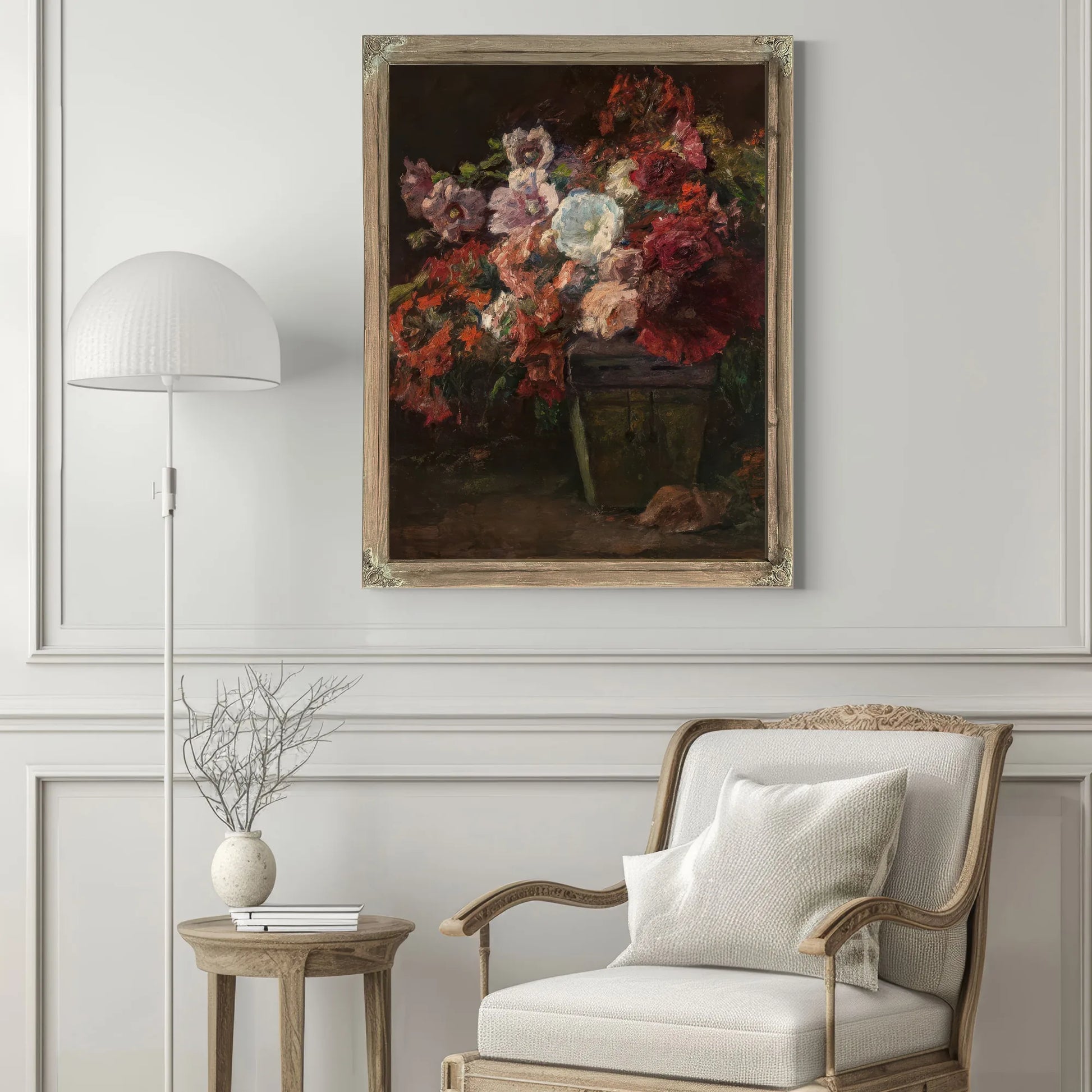 Hollyhocks (Vase Of Flowers) By Theodore Clement Steele Fine Art Print