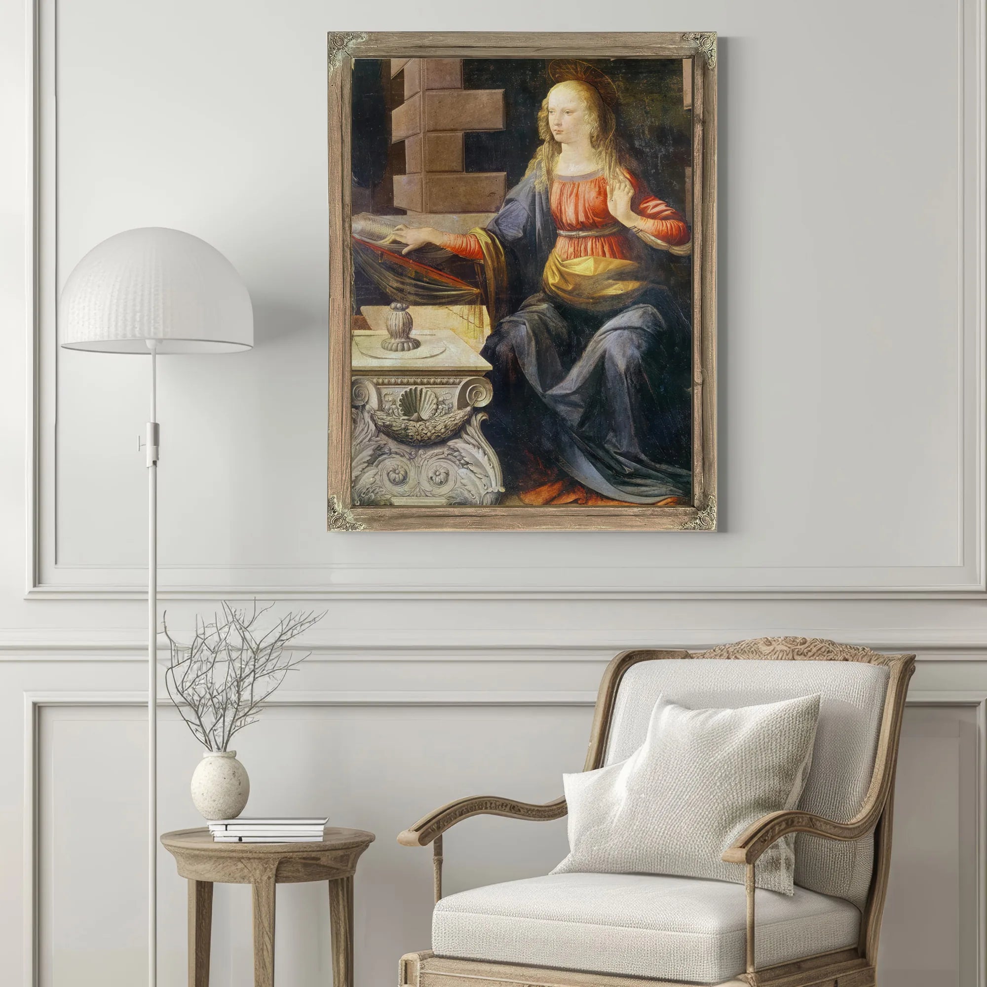 The Annunciation Detail Of The Virgin By Leonardo Da Vinci Fine Art Print