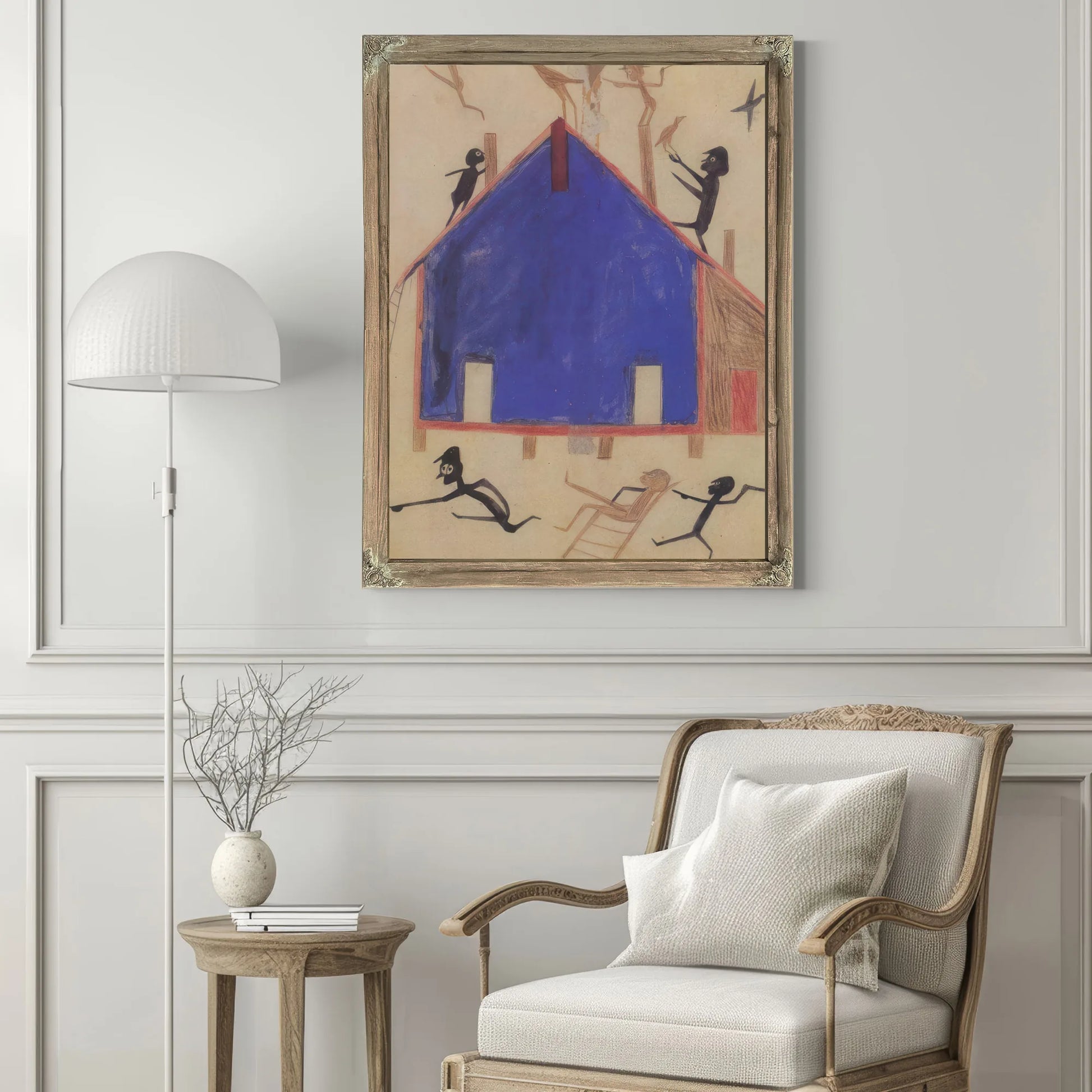 Figures On House By Bill Traylor Fine Art Print