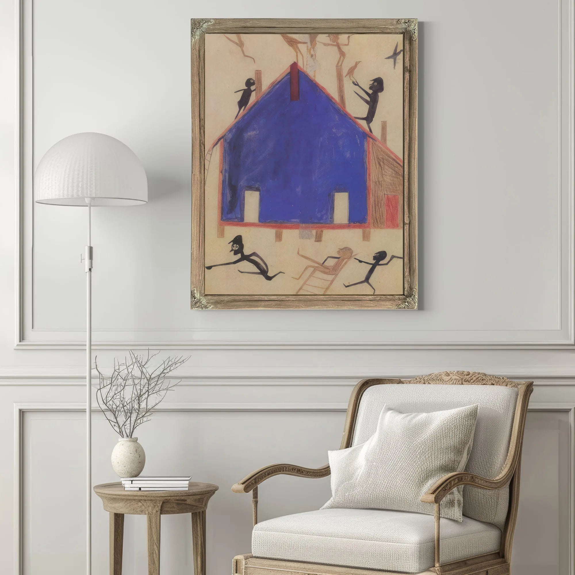 Figures On House By Bill Traylor Fine Art Print