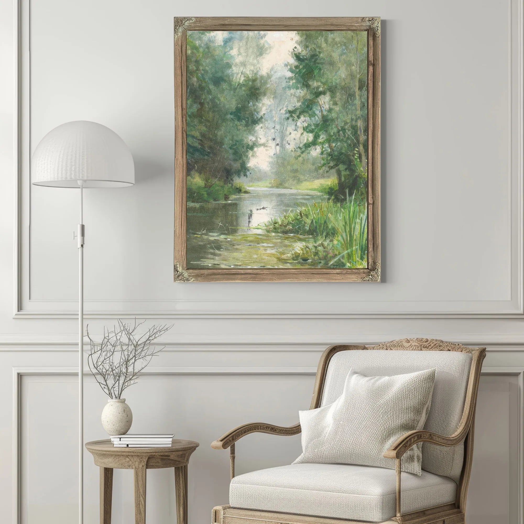 A Tranquil River Scene By Louis Aston Knight Fine Art Print