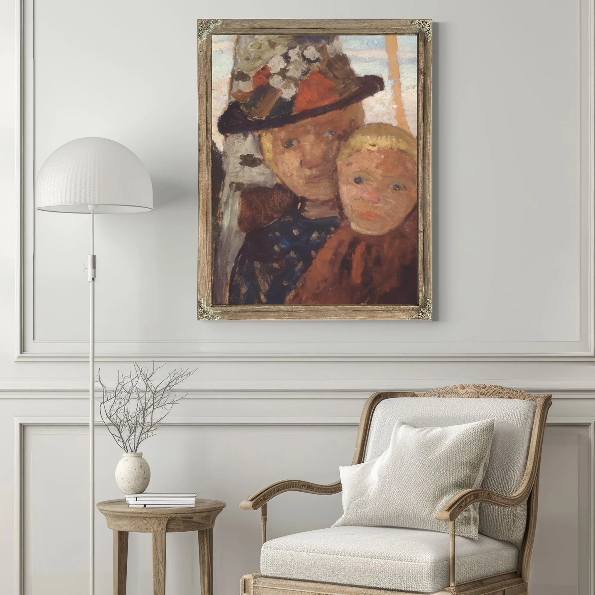 Little Boy And Girl In Flowered Hat By Paula Modersohn Becker Fine Art Print