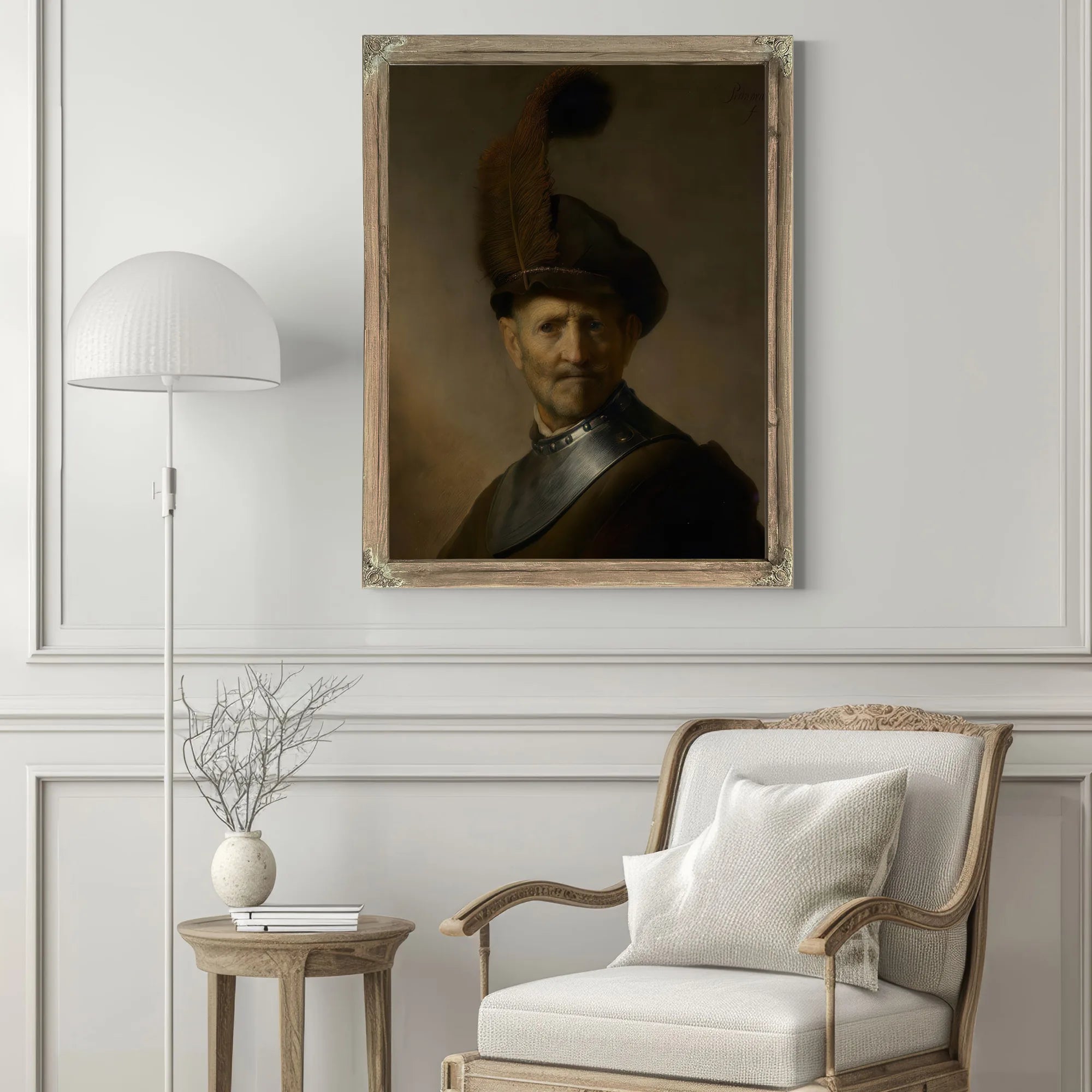 An Old Man In Military Costume By Rembrandt Fine Art Print