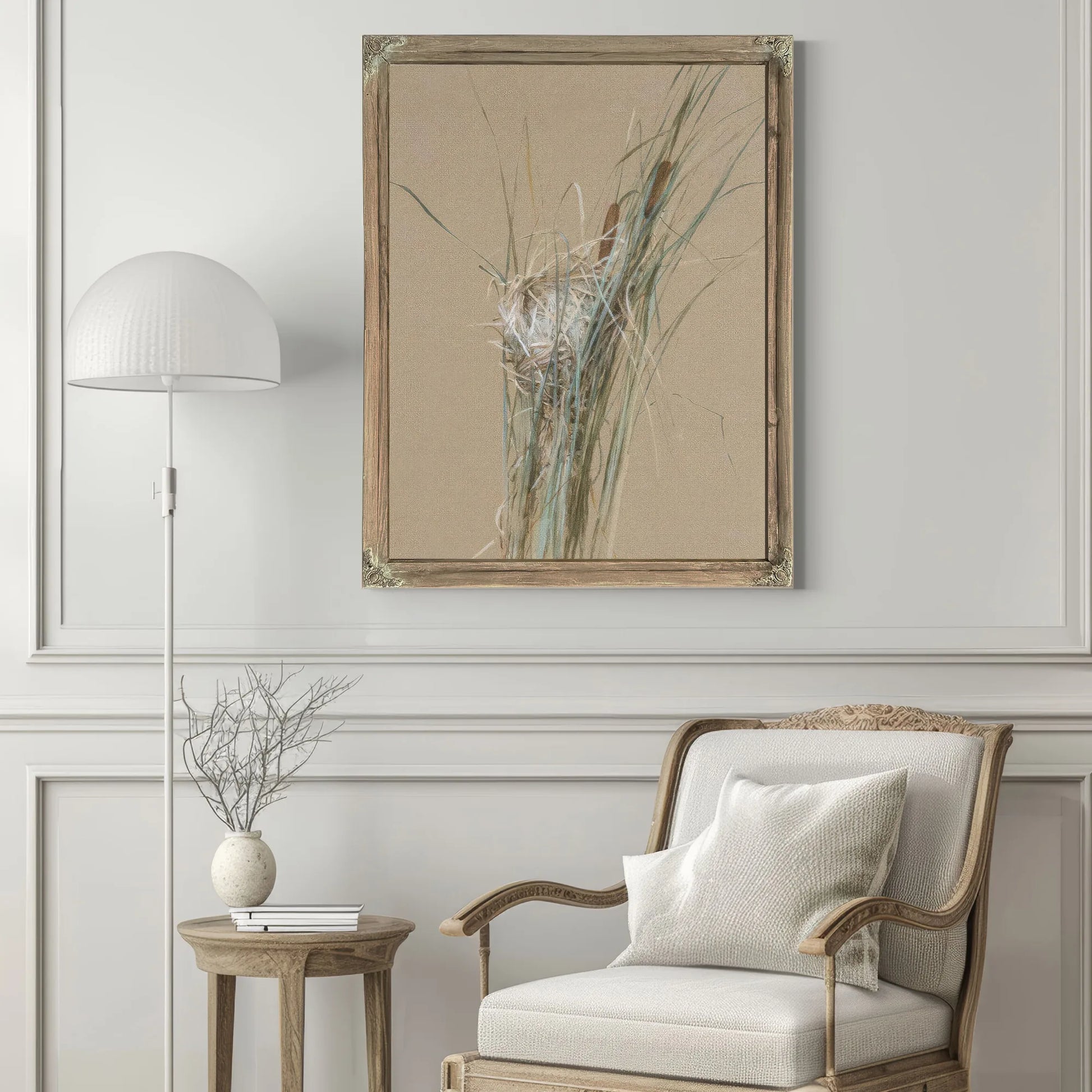 Bird's Nest In Cattails By Fidelia Bridges Fine Art Print