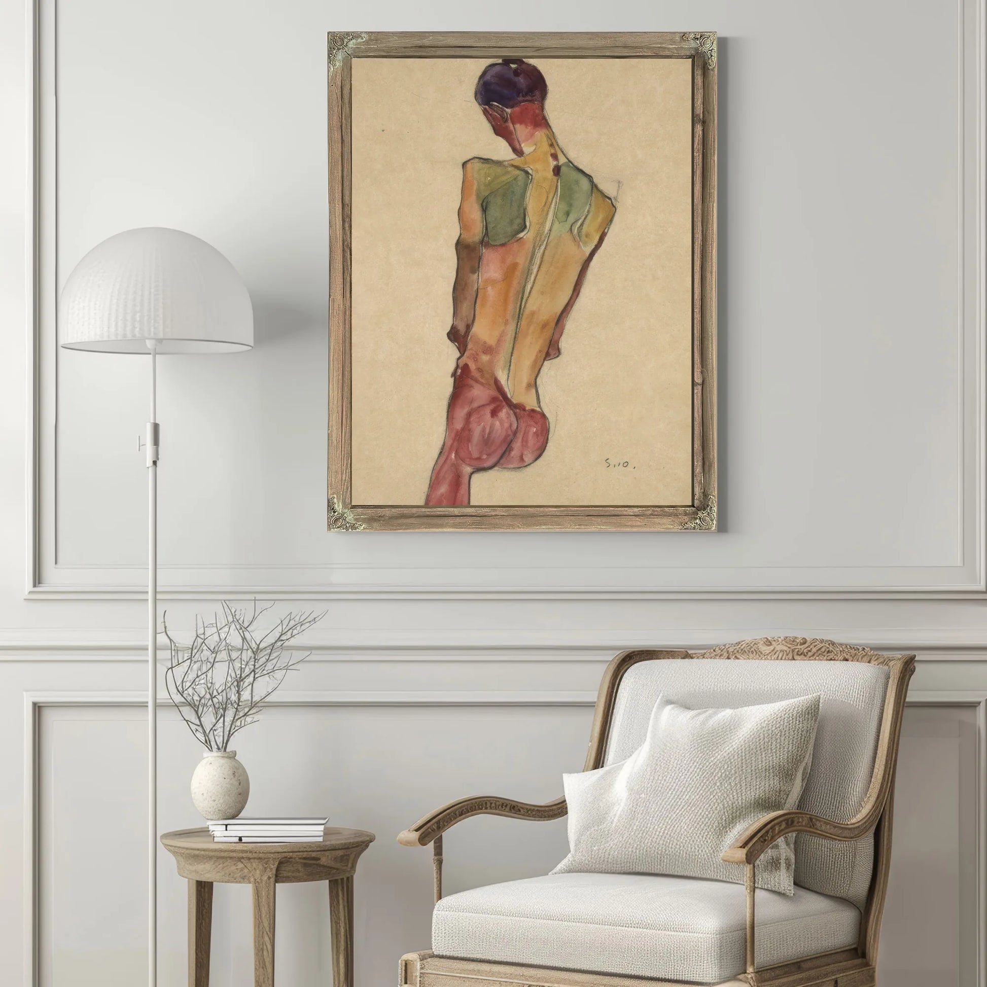 Male Nude Back View By Egon Schiele Fine Art Print