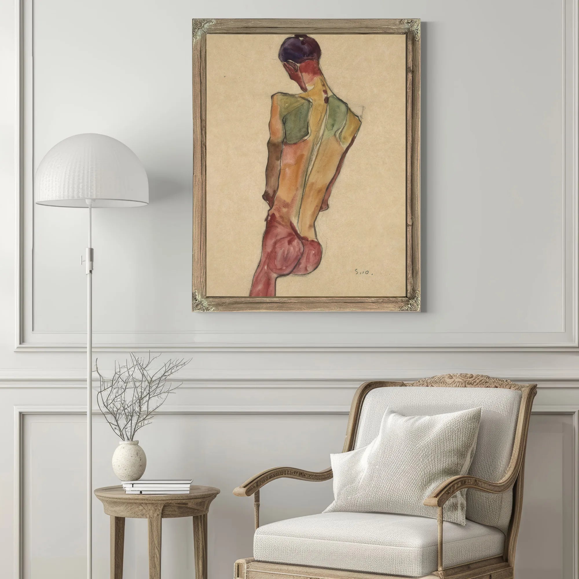 Male Nude Back View By Egon Schiele Fine Art Print
