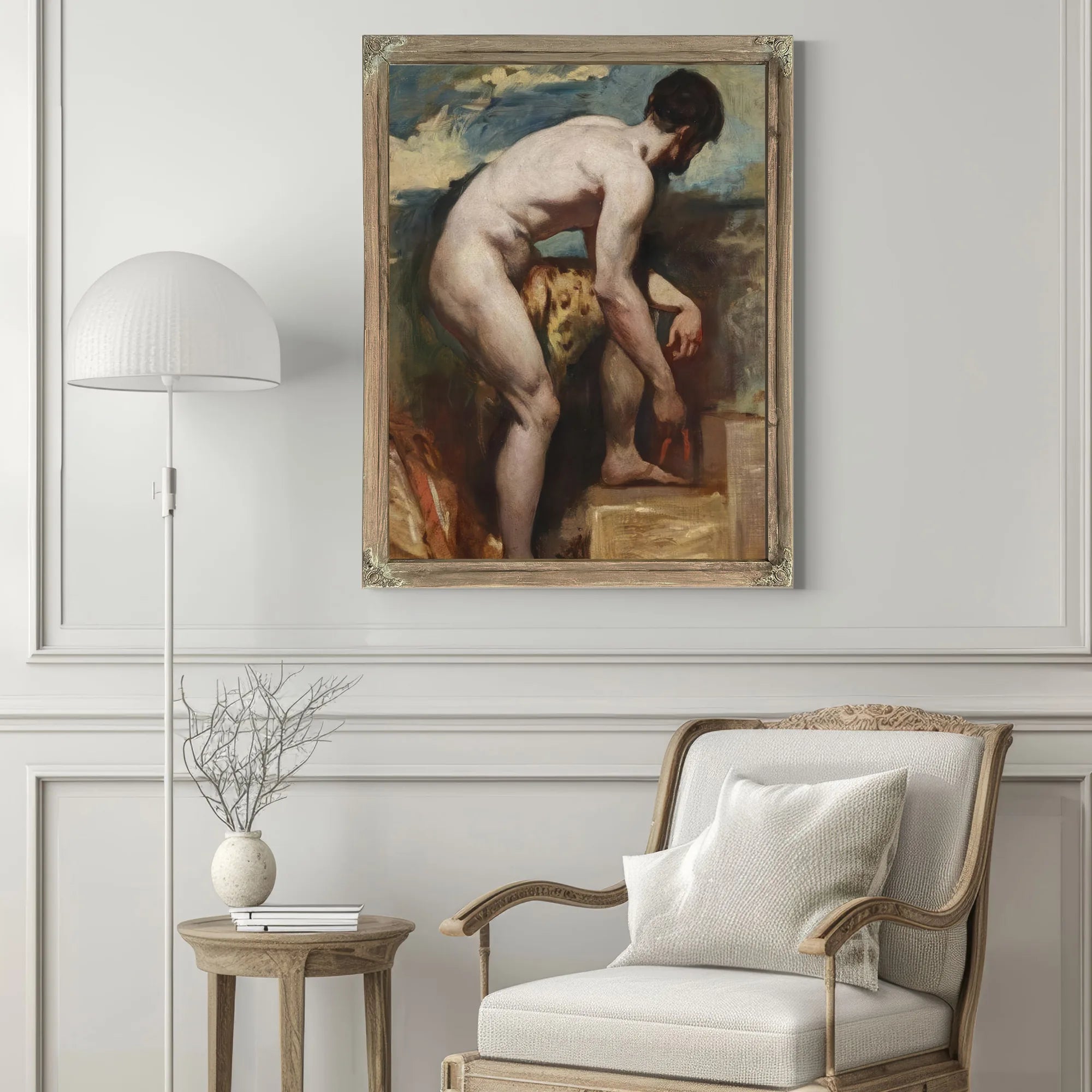 An Academic Nude Of A Man Tying His Sandal By William Etty Fine Art Print
