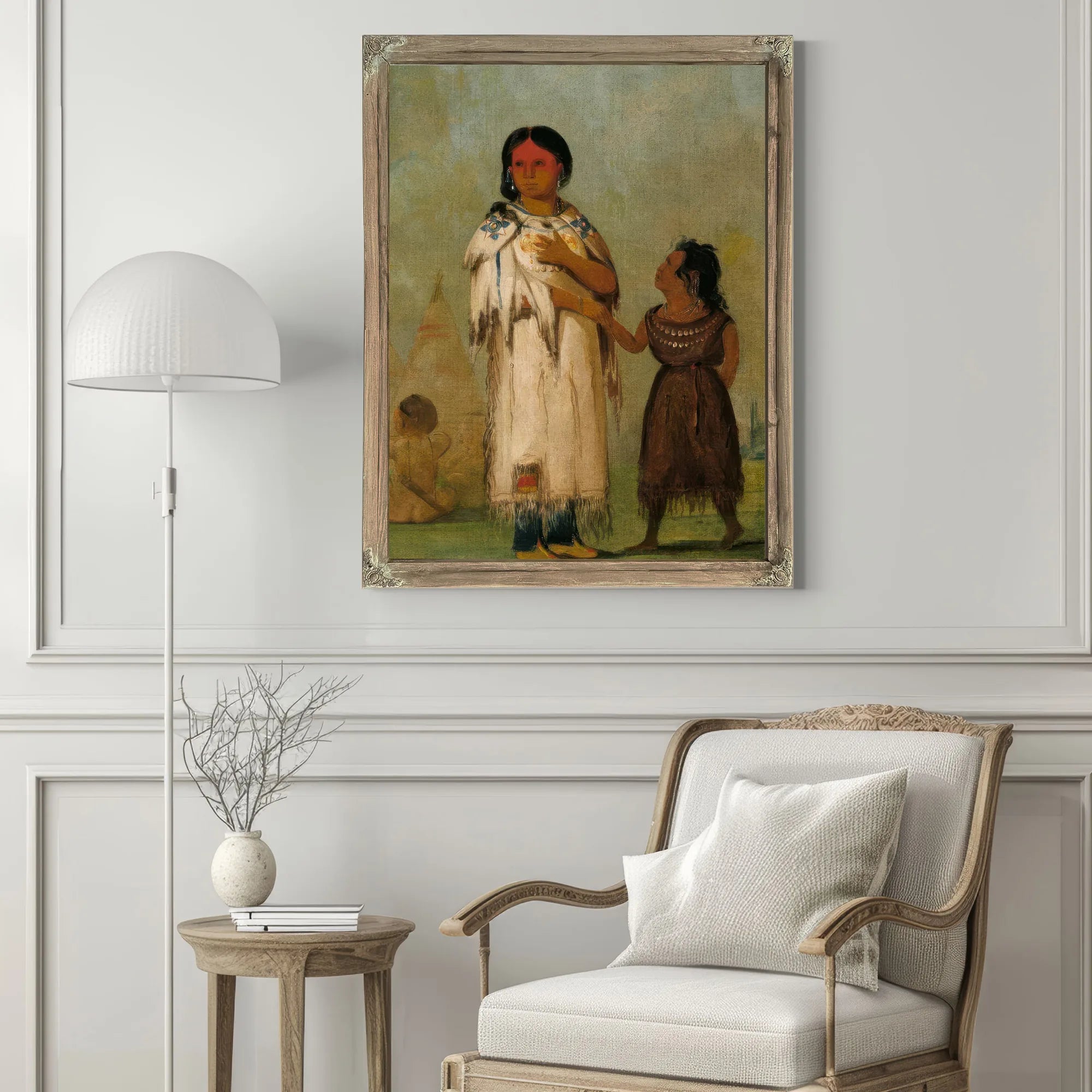 Assiniboin Woman And Child By George Catlin Fine Art Print