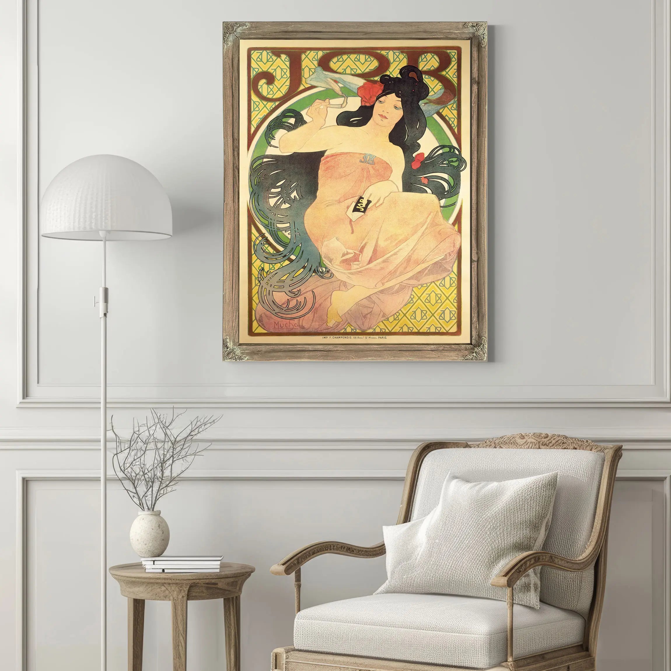 Poster Job Alfons Mucha And Imprimerie F Champenois Paris by Alphonse Mucha