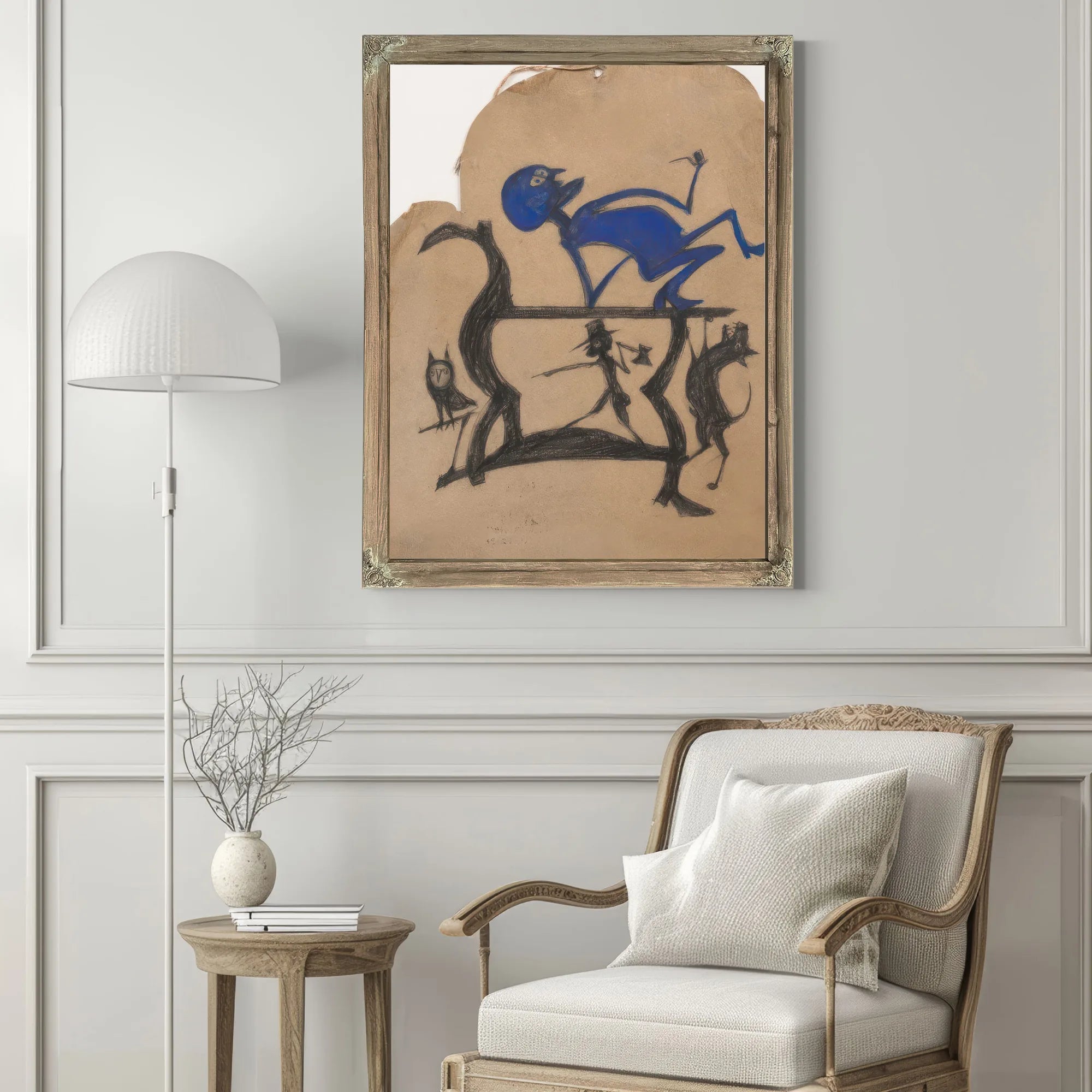 Untitled (Legs Construction With Blue Man), By Bill Traylor Fine Art Print