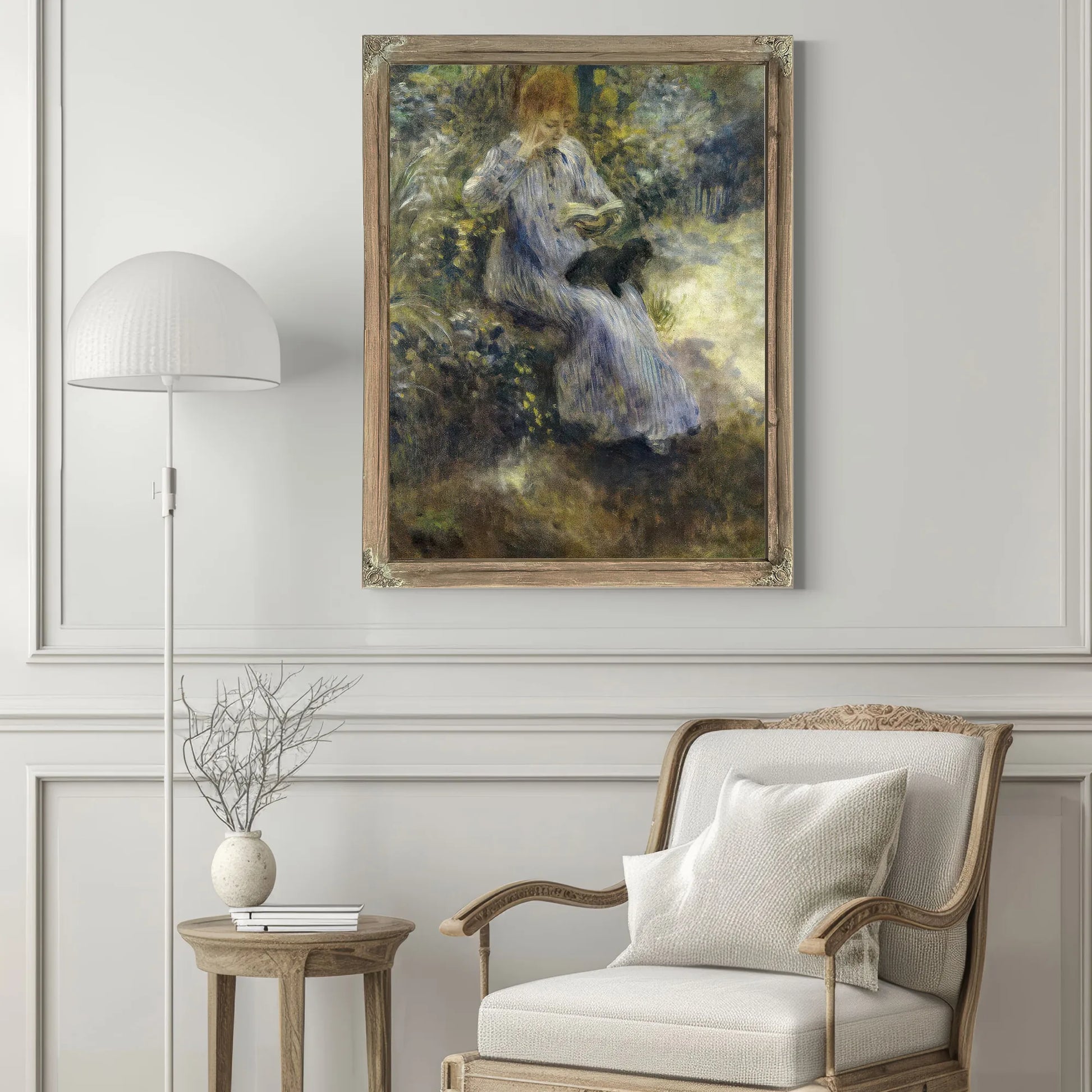 Woman And Black Dog By Pierre Auguste Renoir Fine Art Print