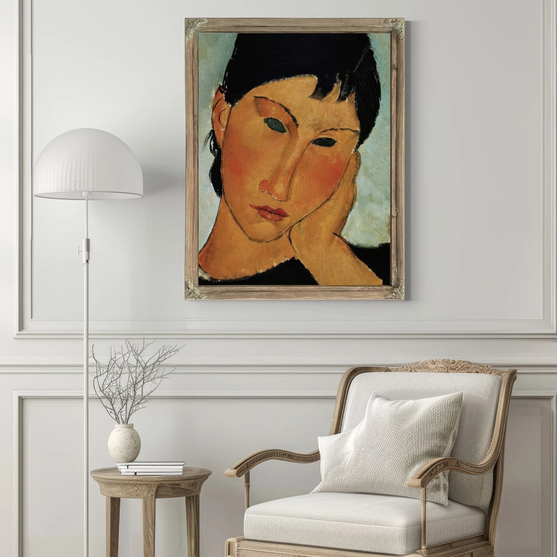 Detail Of Female Head From Elvira Resting At A Table By Amedeo Modigliani Fine Art Print