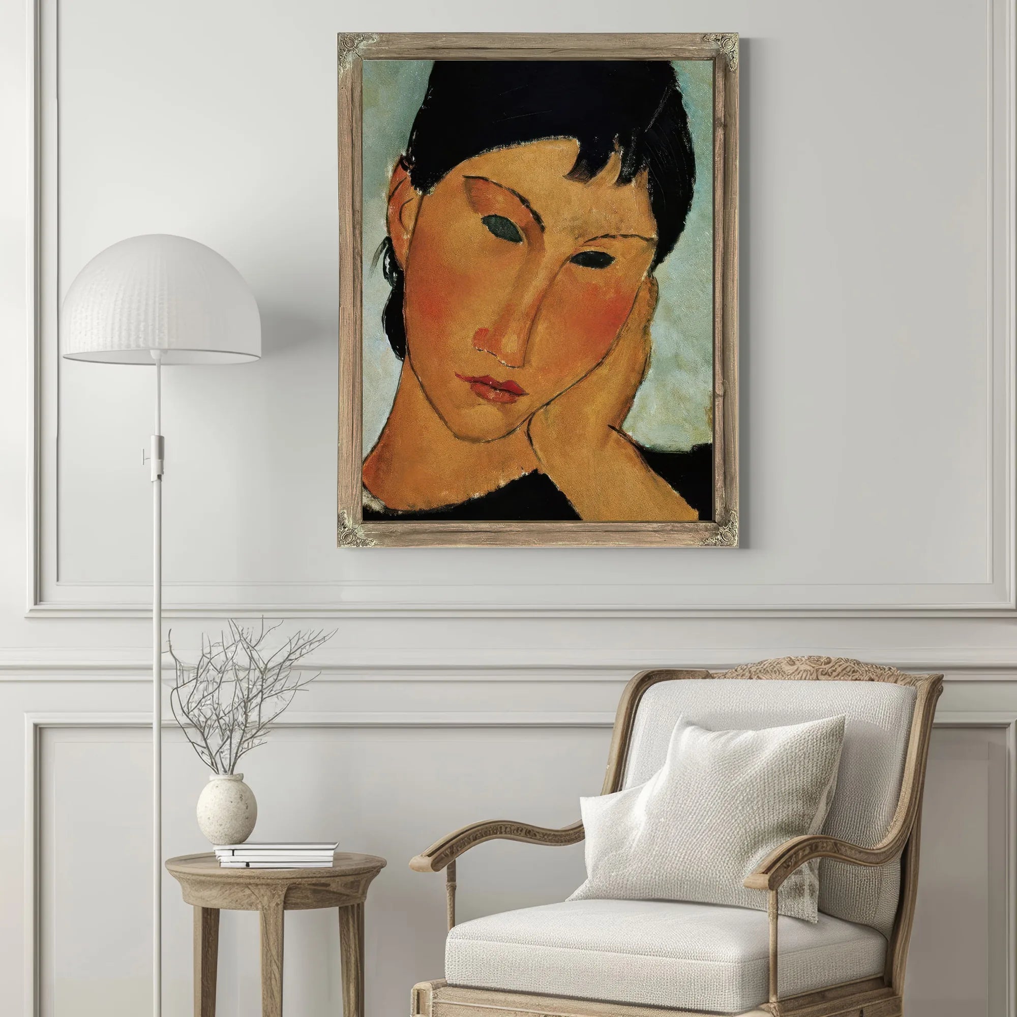 Detail Of Female Head From Elvira Resting At A Table By Amedeo Modigliani Fine Art Print