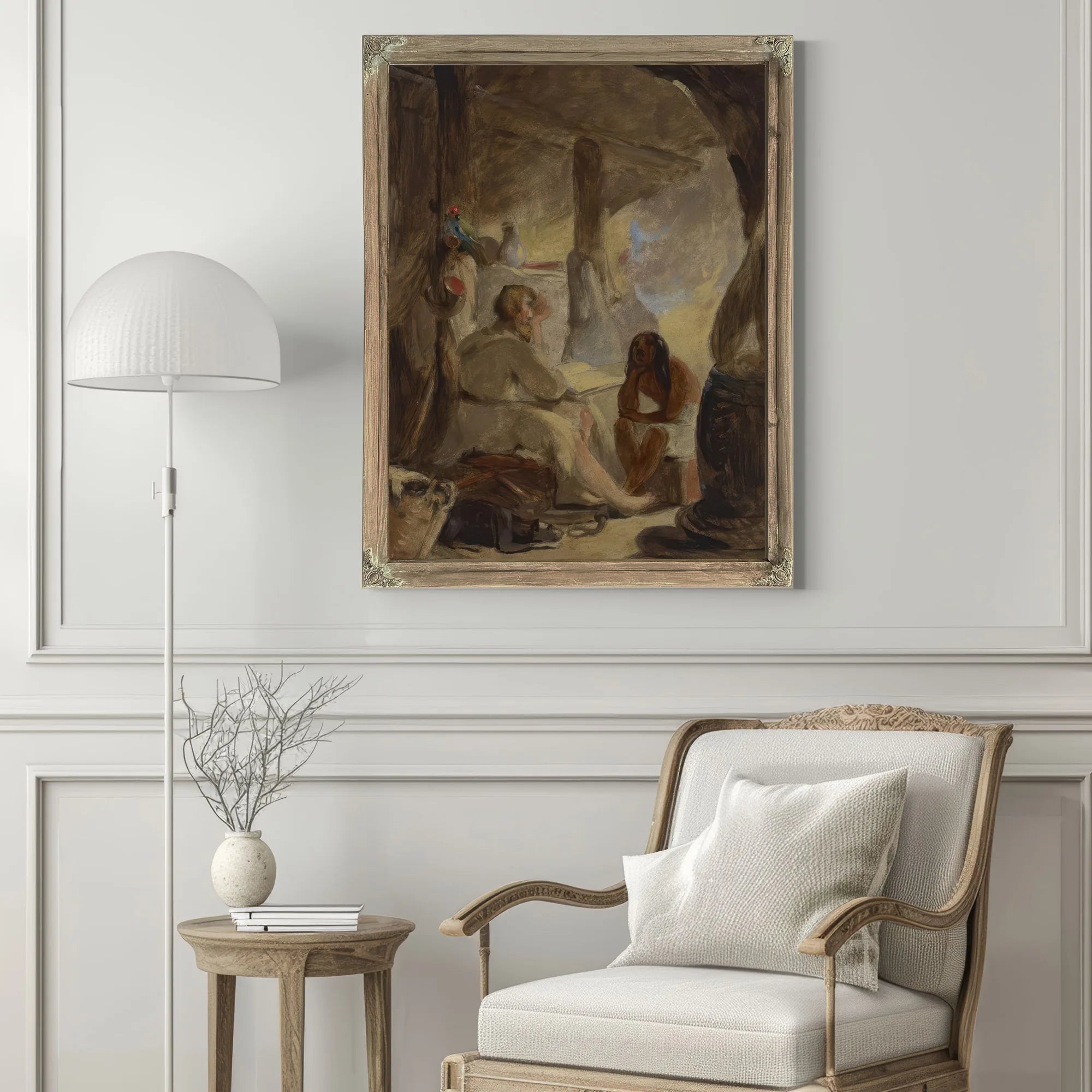 Robinson Crusoe And Friday In The Cave By Thomas Sully Fine Art Print