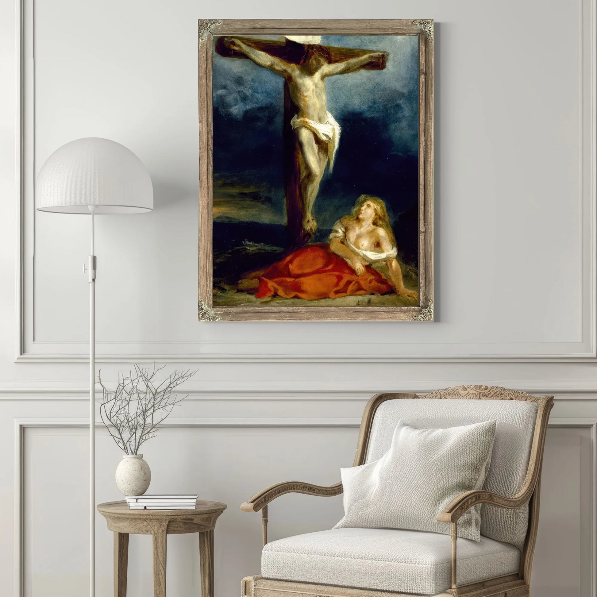 Saint Mary Magdalene At The Foot Of The Cross By Ferdinand Victor Eugene Delacroix Fine Art Print