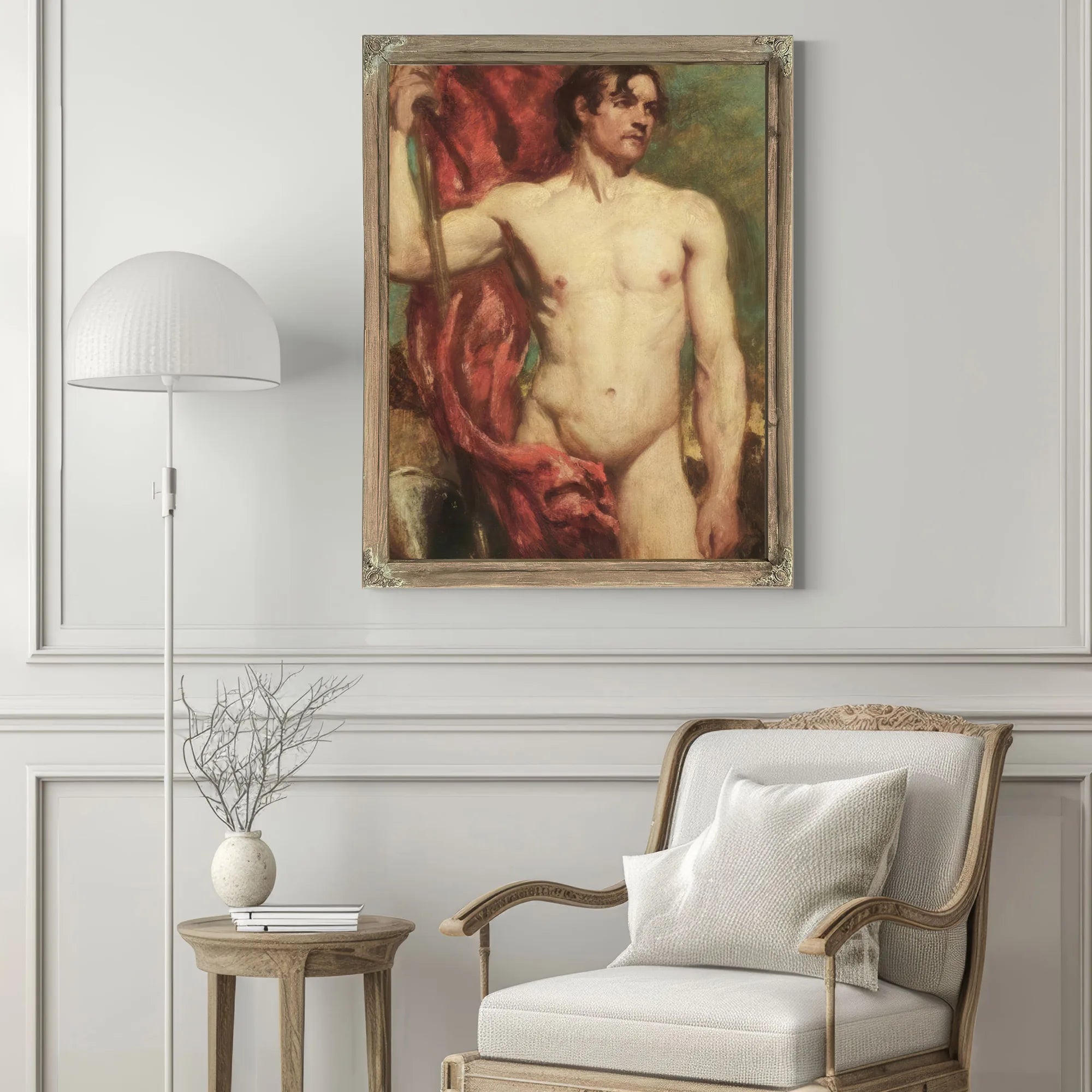 Academic Study Of A Male Nude As A Standard Bearer By William Etty Fine Art Print