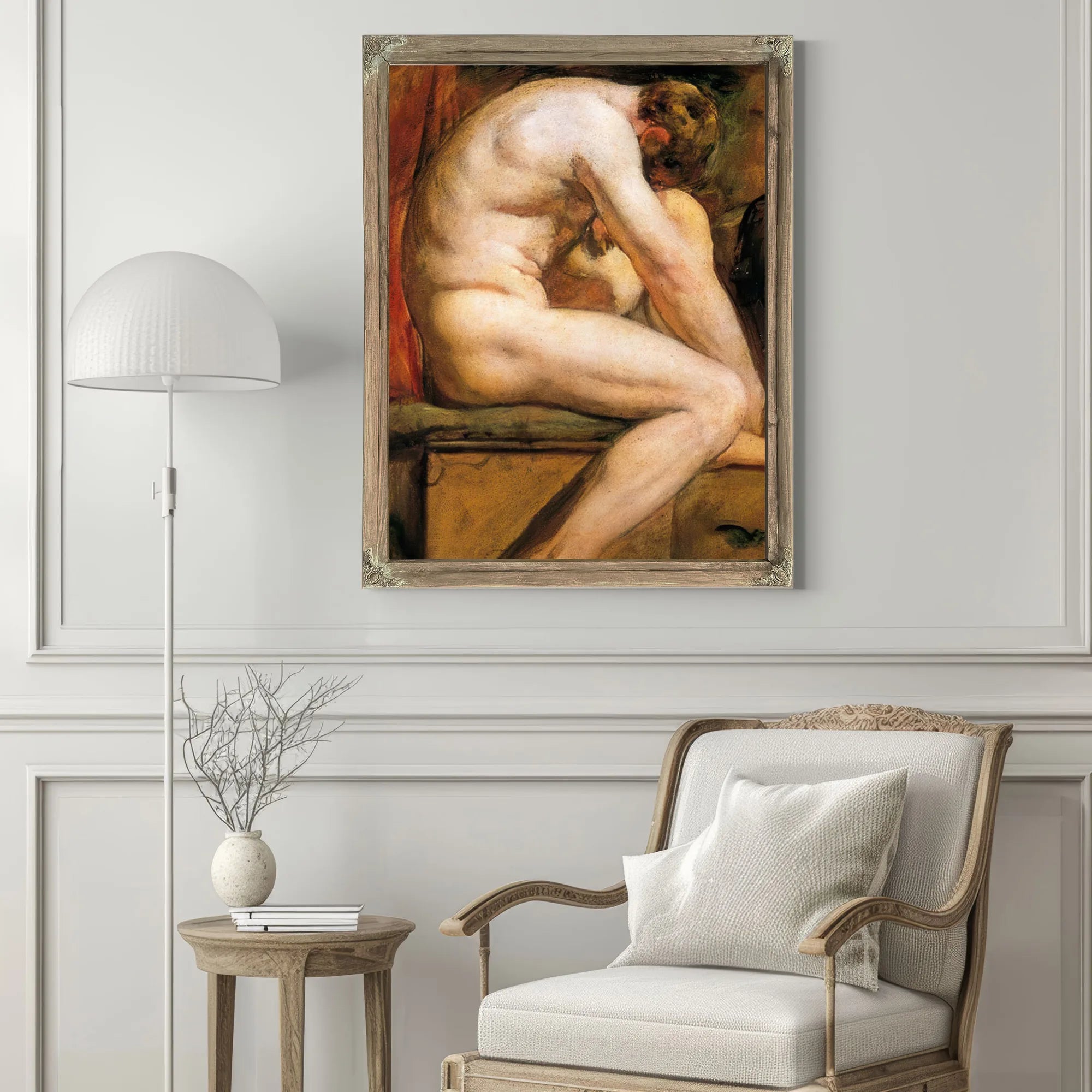 Male Nude Crouching 3 By William Etty Fine Art Print