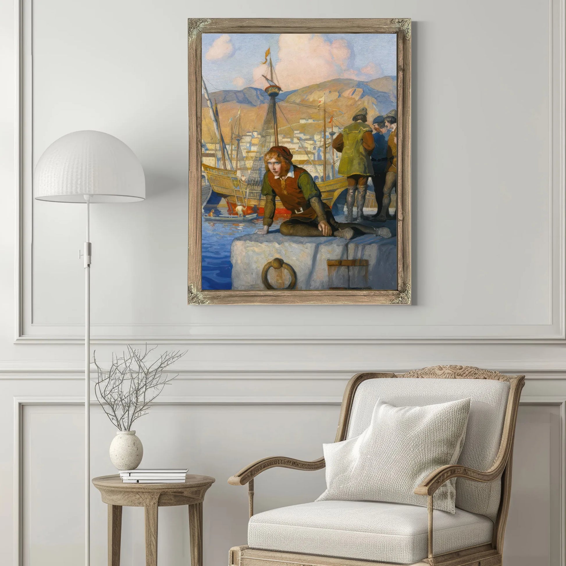The Boy Columbus On The Wharf At Genoa By NC Wyeth Fine Art Print