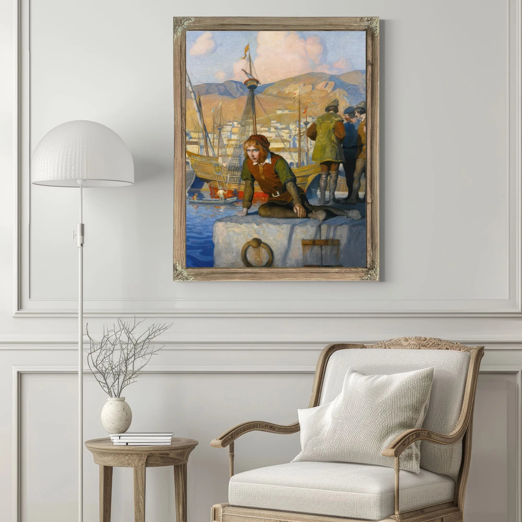The Boy Columbus On The Wharf At Genoa By NC Wyeth Fine Art Print