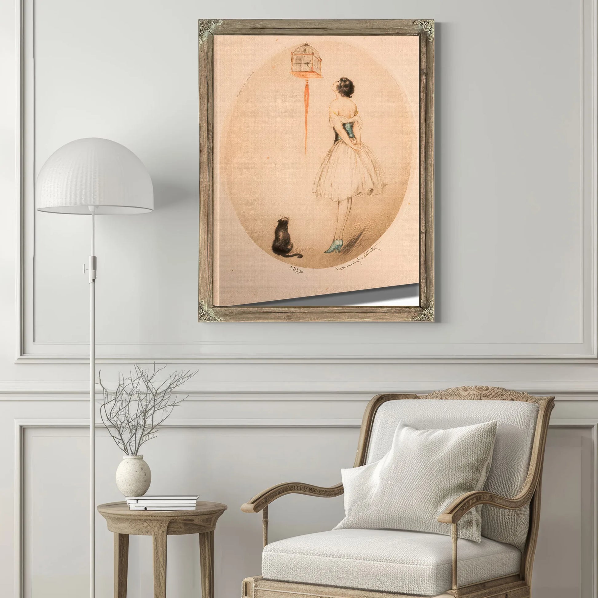 Perroquet Bleu And La Cage Rouge Two Works 1928 By Louis Icart Fine Art Print