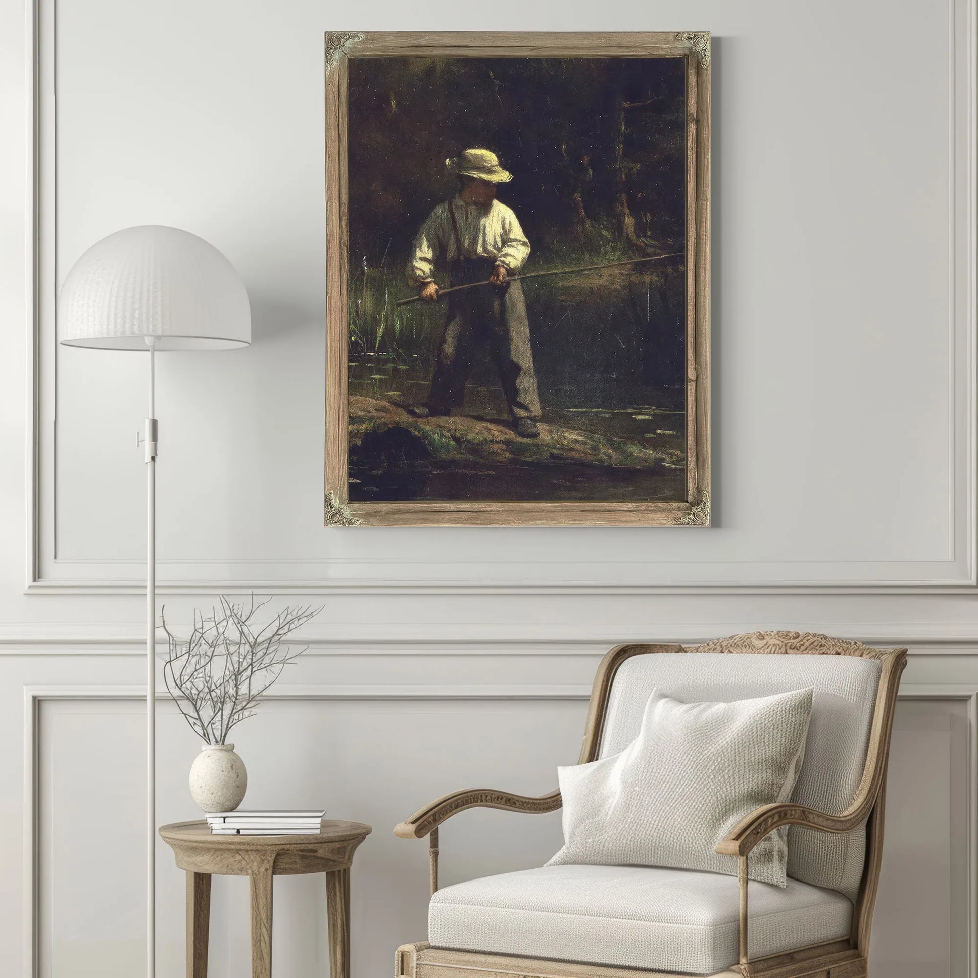 Boy Fishing By Eastman Johnson Fine Art Print