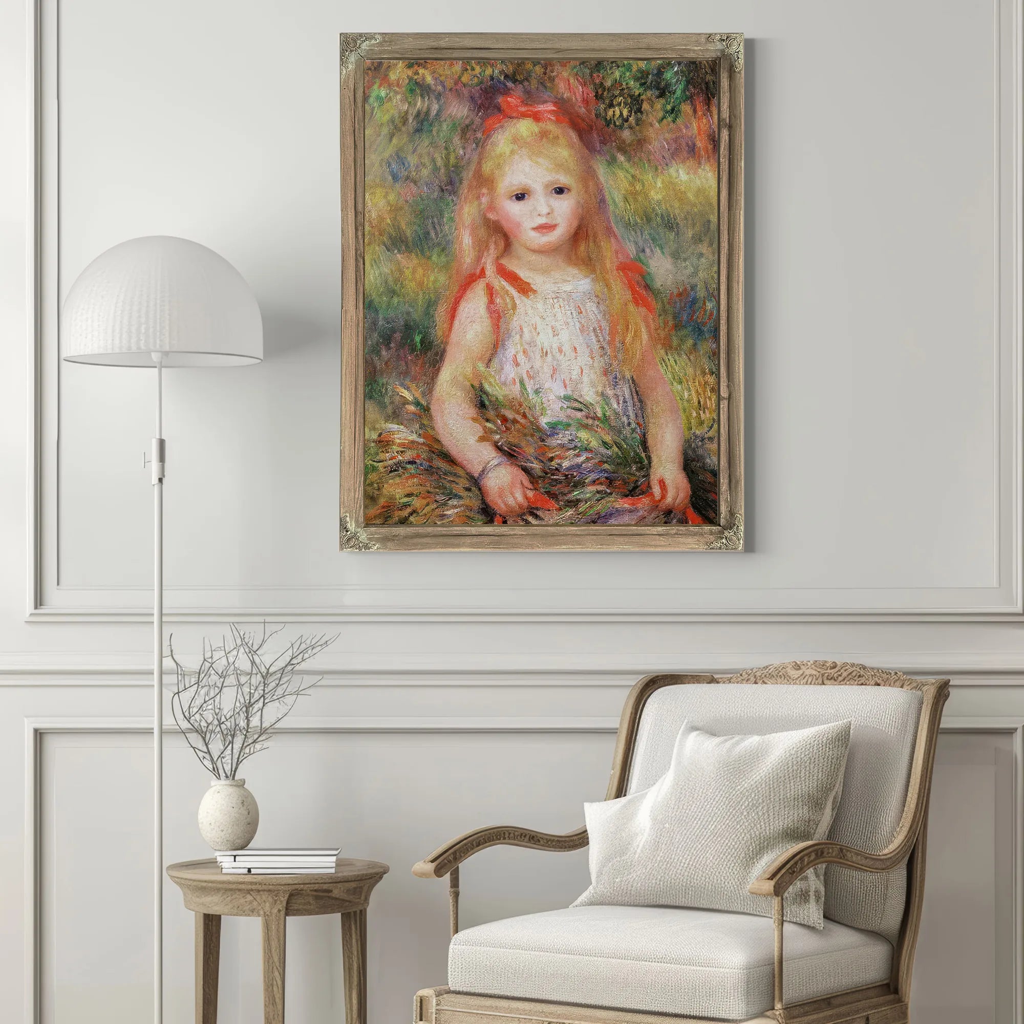 Little Girl Carrying Flowers, Or The Little Gleaner By Pierre Auguste Renoir Fine Art Print