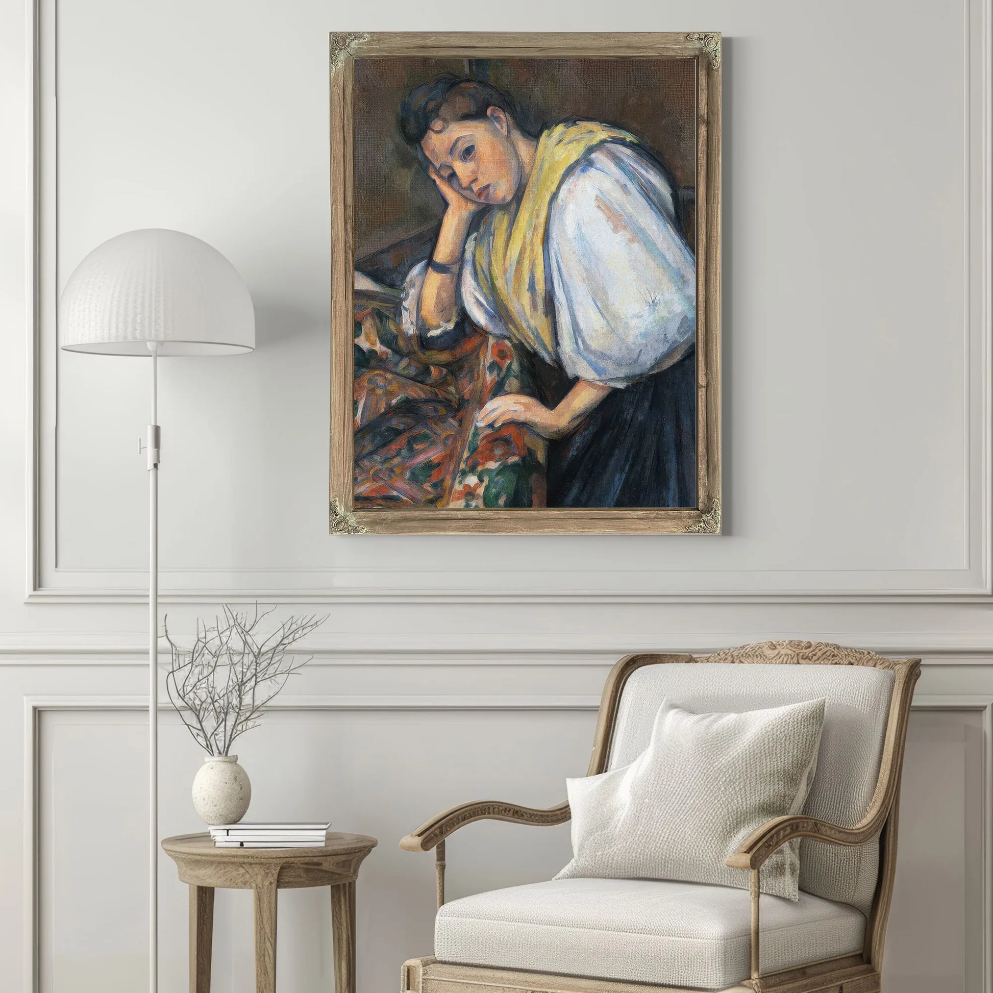 Young Italian Woman At A Table By Paul Cezanne Fine Art Print