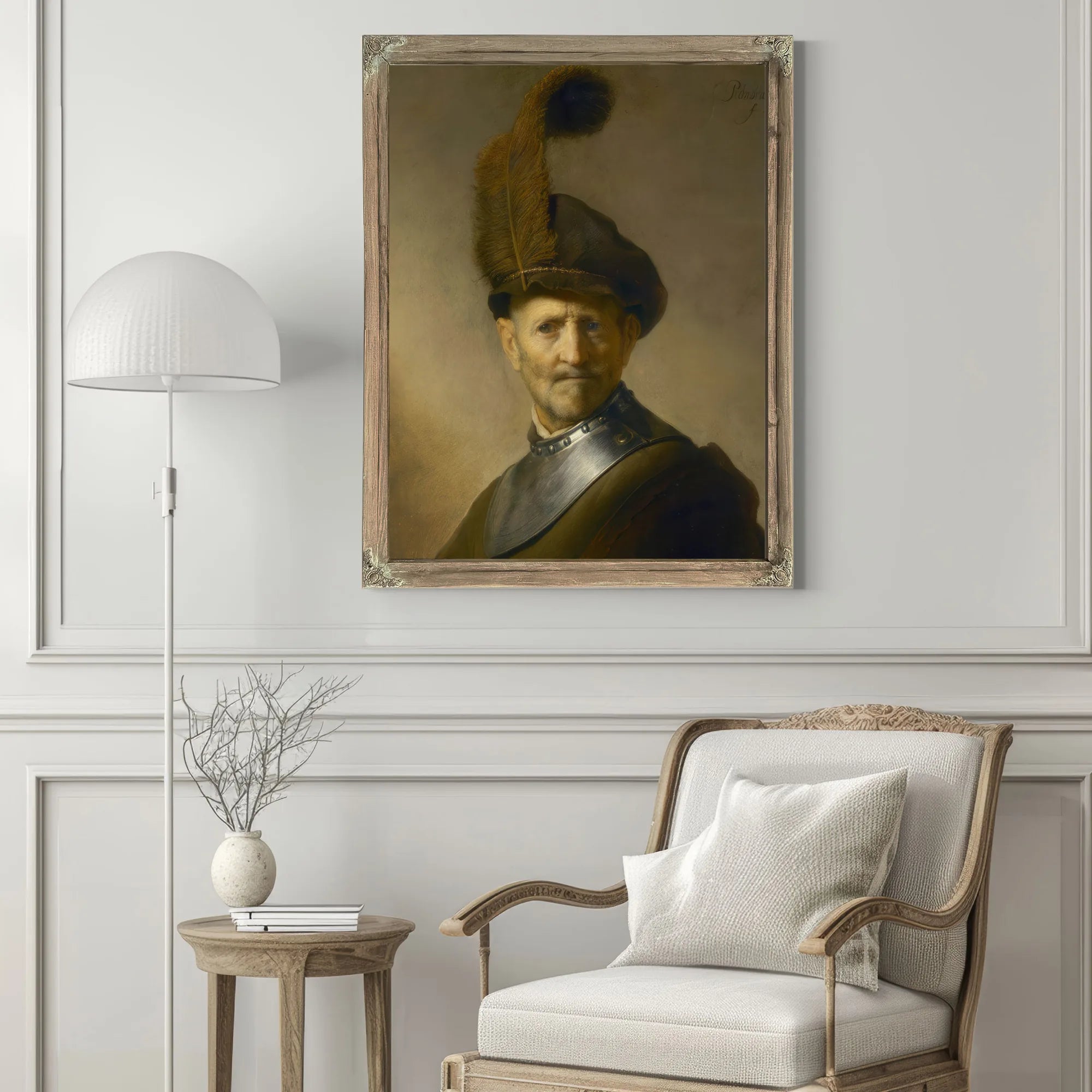 An Old Man In Military Costume By Rembrandt Fine Art Print