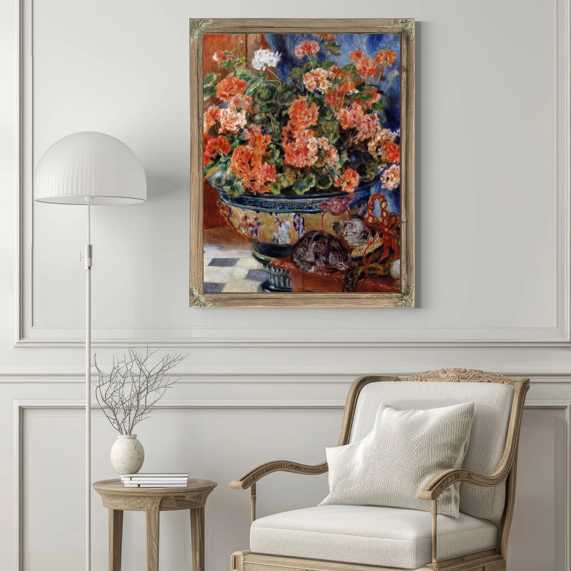 Geraniums And Cats 1 By Pierre Auguste Renoir Fine Art Print
