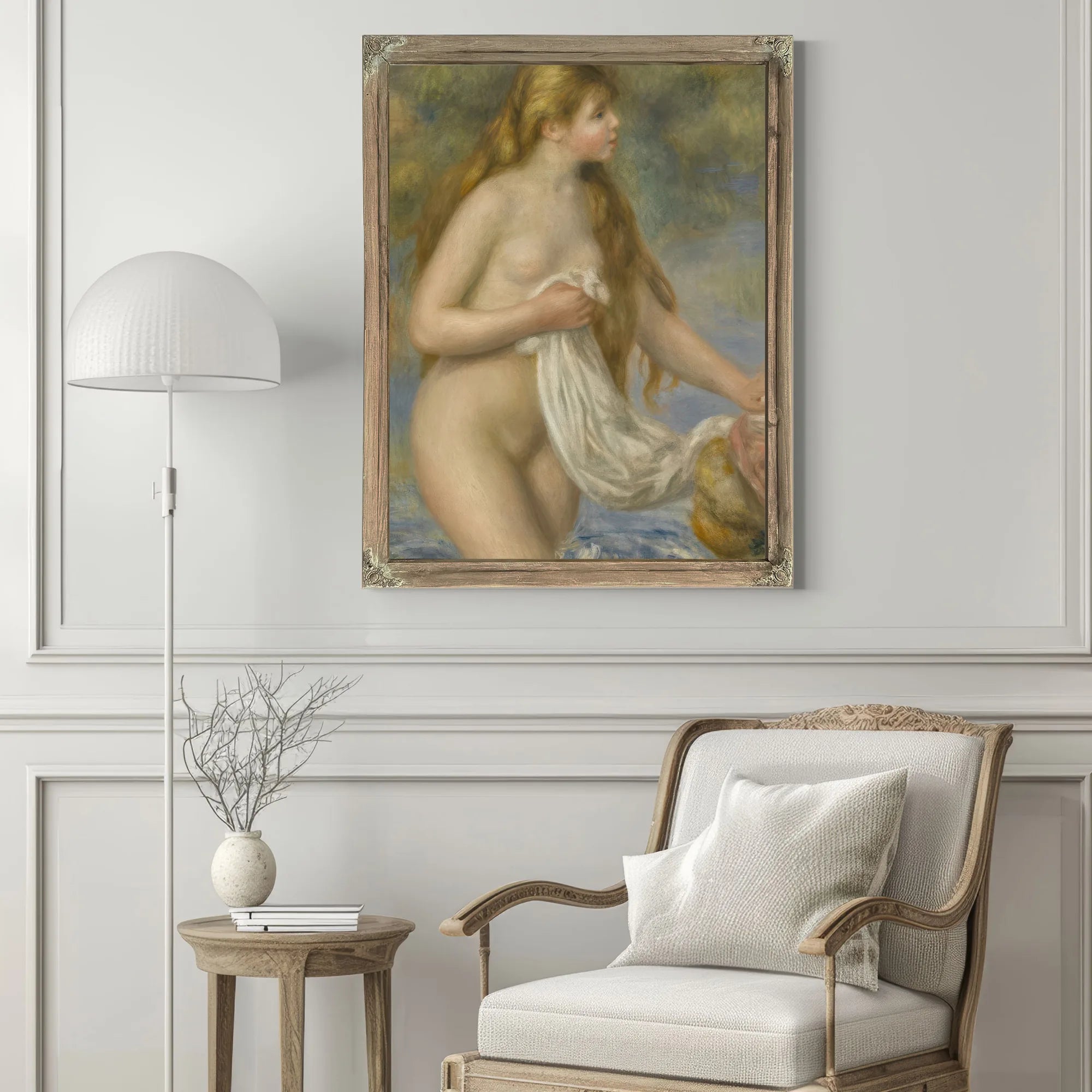 Bather With Long Hair (Baigneuse Aux Cheveux Longs) By Pierre Auguste Renoir Fine Art Print
