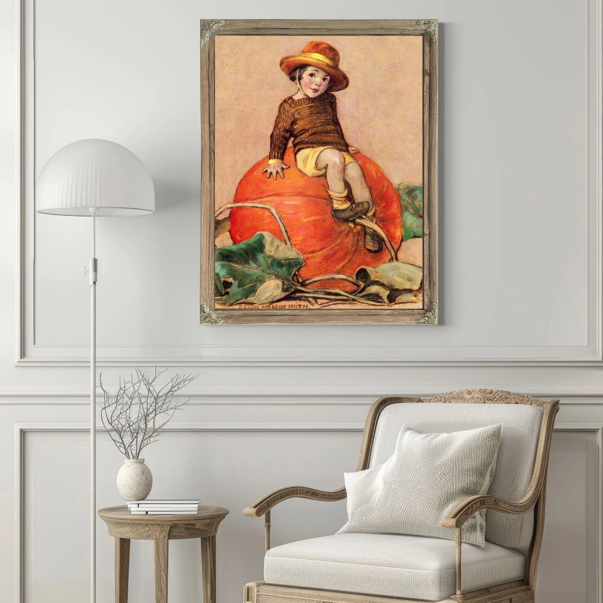 Boy On Pumpkin By Jessie Willcox Smith Fine Art Print