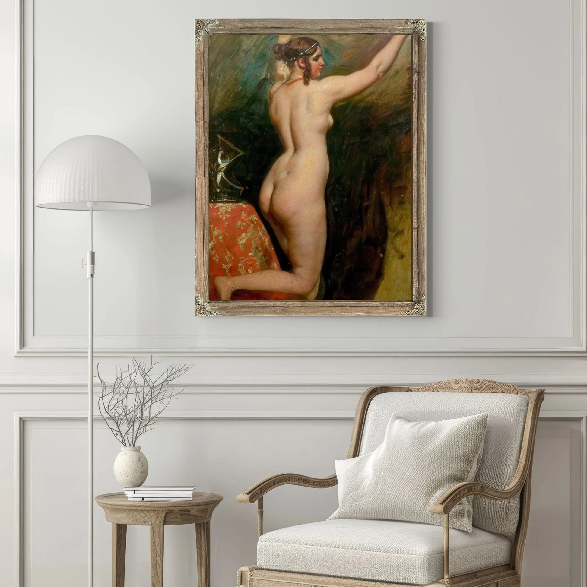 Standing Female Nude With Helmet By William Etty Fine Art Print