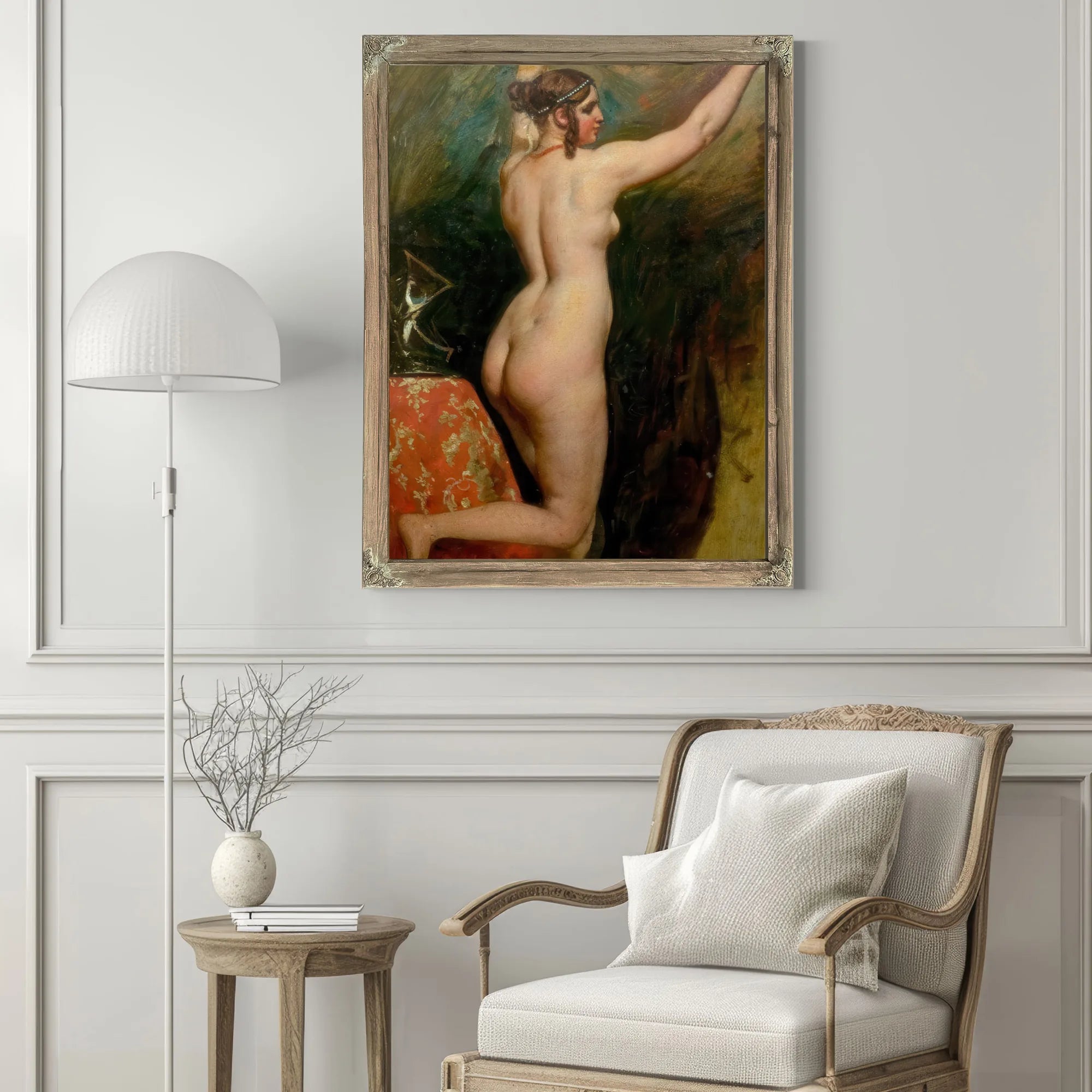Standing Female Nude With Helmet By William Etty Fine Art Print