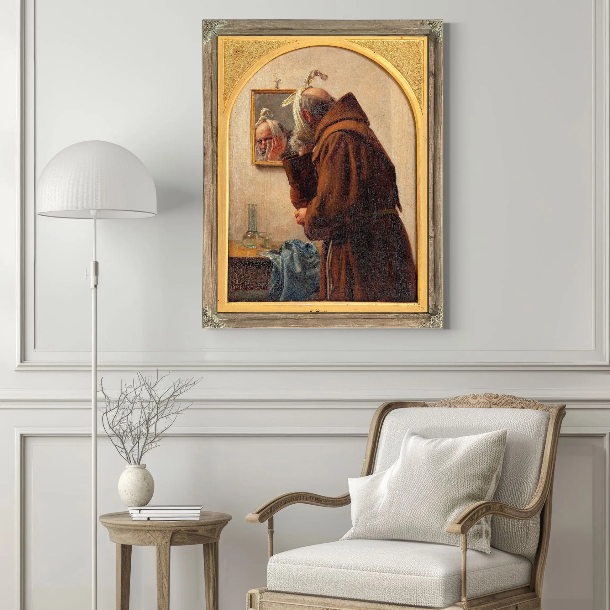 A Monk Examines Himself In A Mirror by Carl Bloch