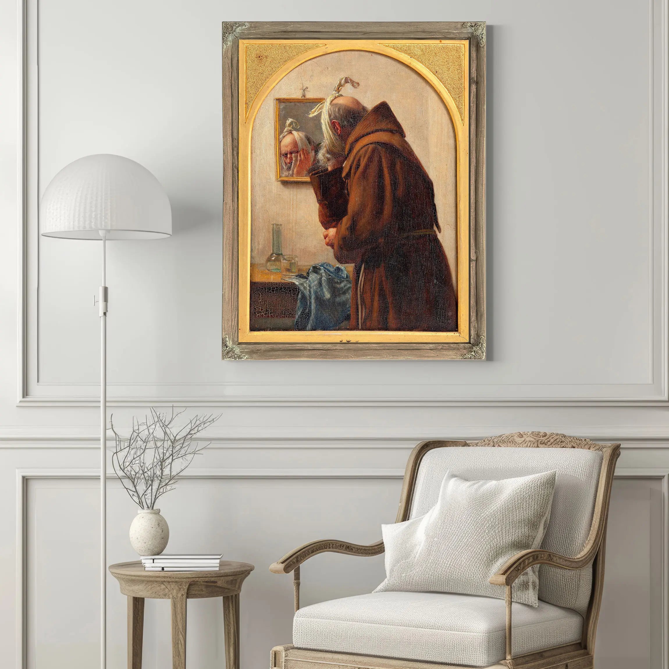 A Monk Examines Himself In A Mirror by Carl Bloch