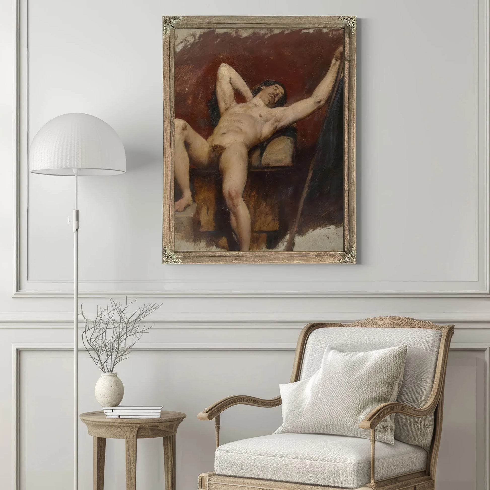 Reclining Male Nude, Raised Right Knee By William Etty Fine Art Print