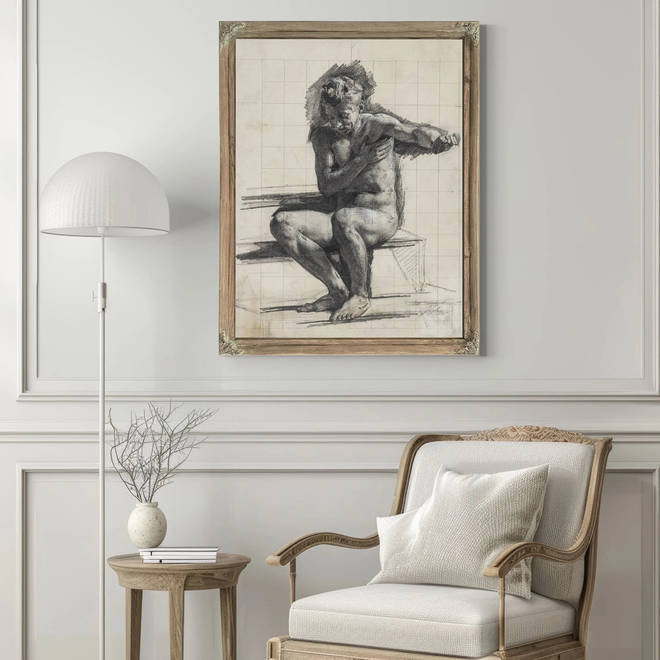 Mandlig Modelfigur Studie Til Raderingen Badende Mand by Carl Bloch
