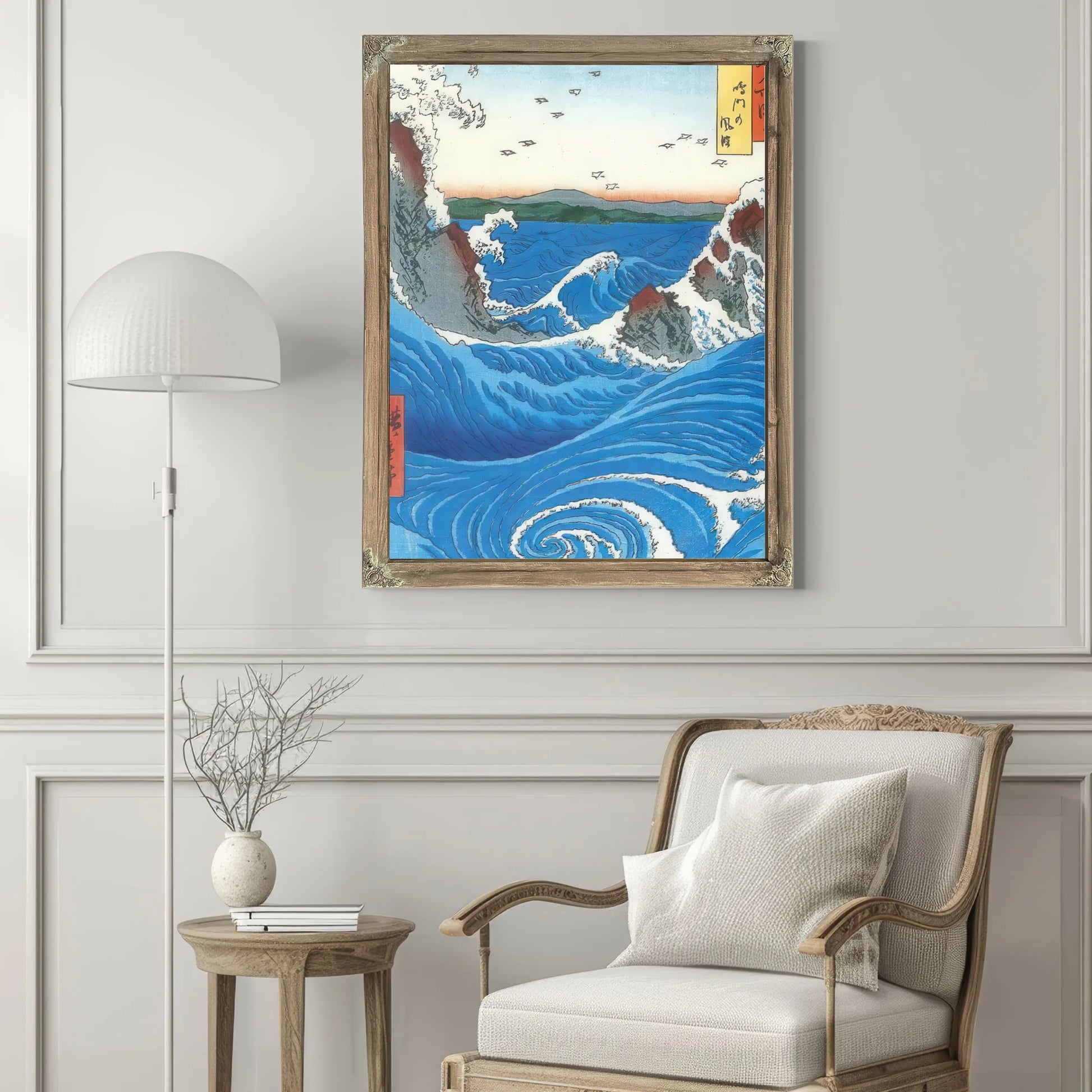 Wild Sea Breaking On The Rocks By Hiroshige Fine Art Print