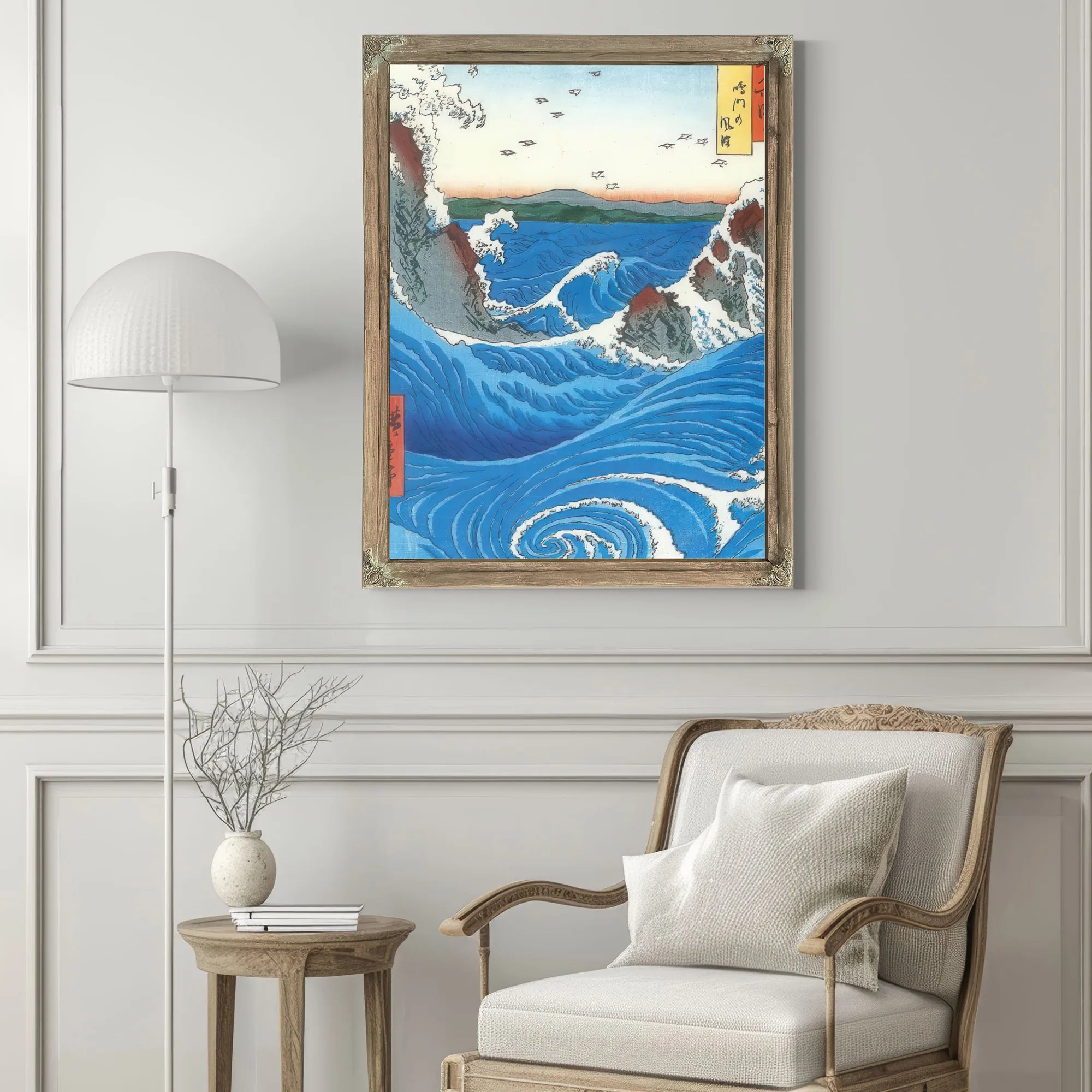 Wild Sea Breaking On The Rocks By Hiroshige Fine Art Print