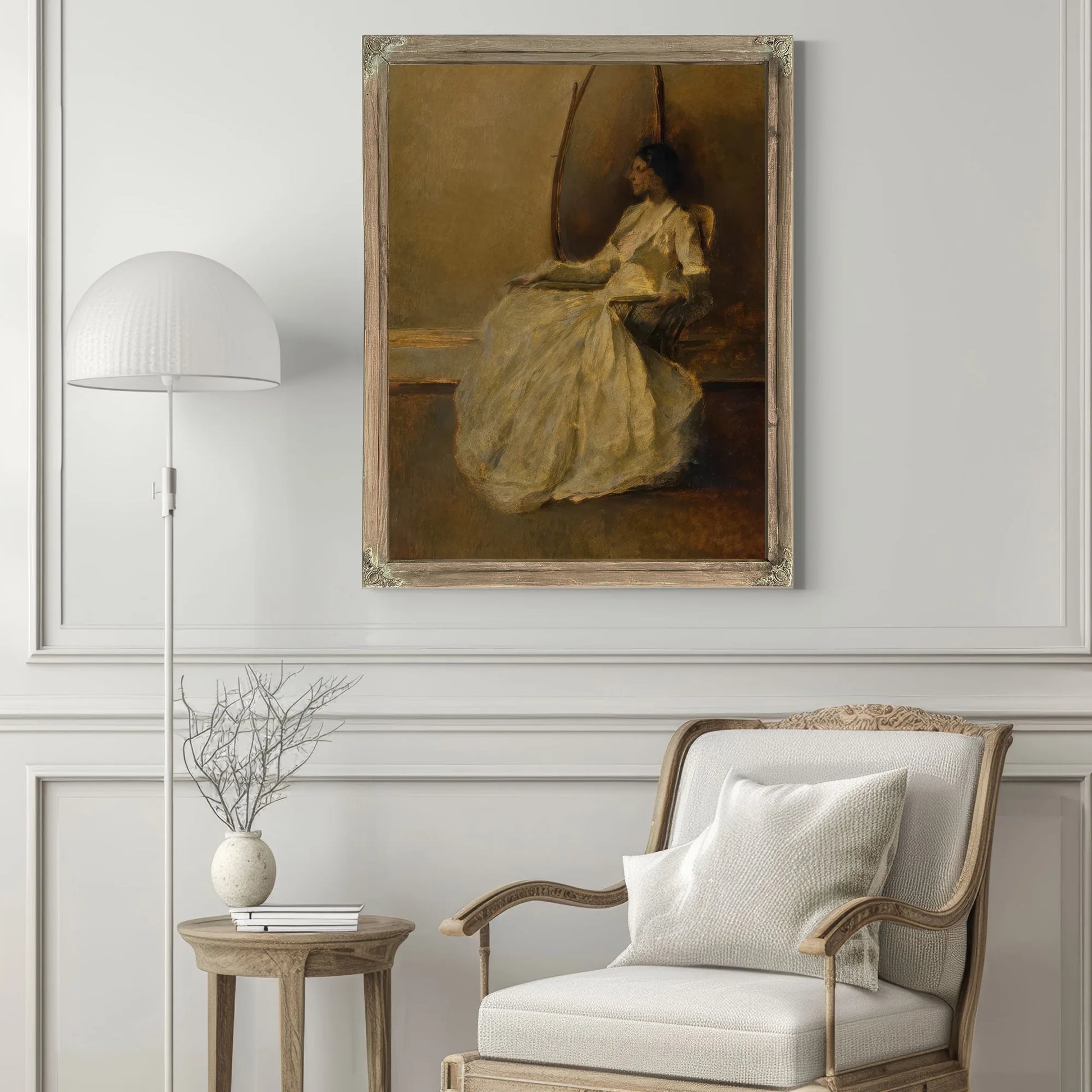 Lady In White By Thomas Wilmer Dewing Fine Art Print