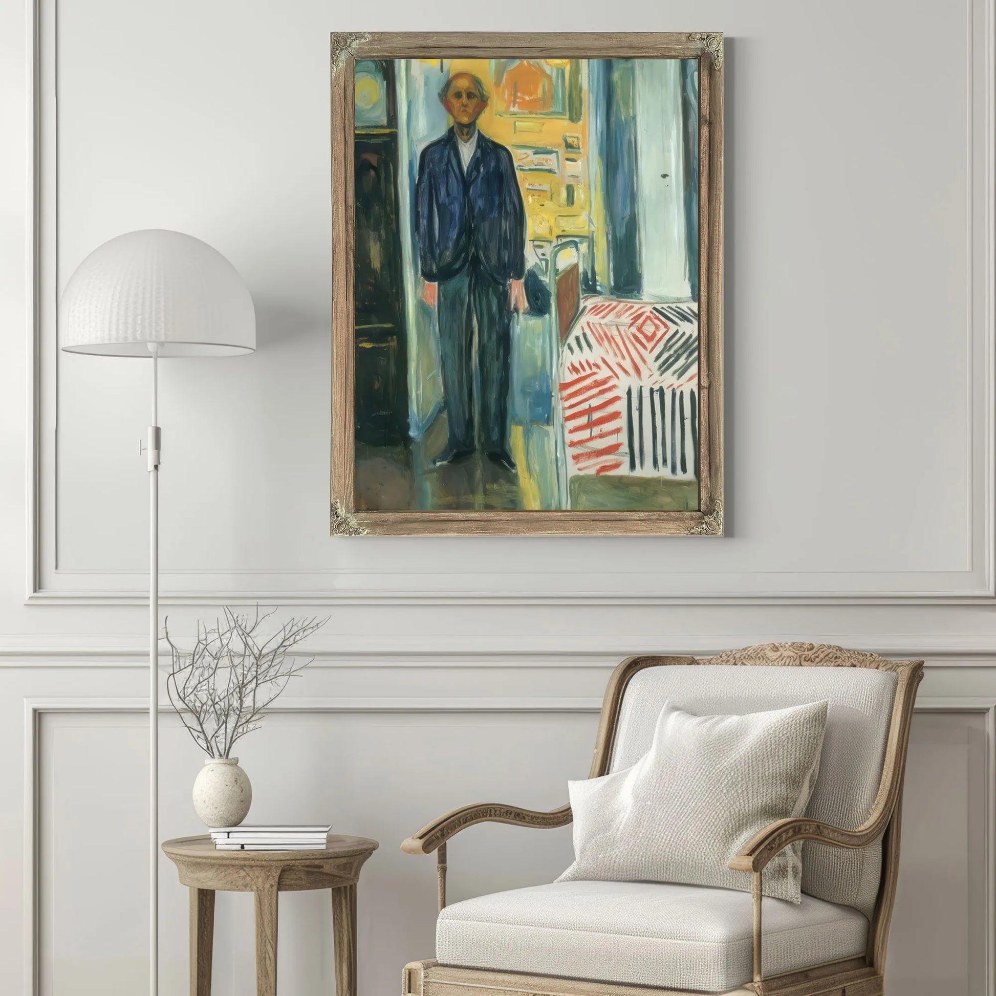 Self Portrait Between Clock And Bed 194042 By Edvard Munch Fine Art Print