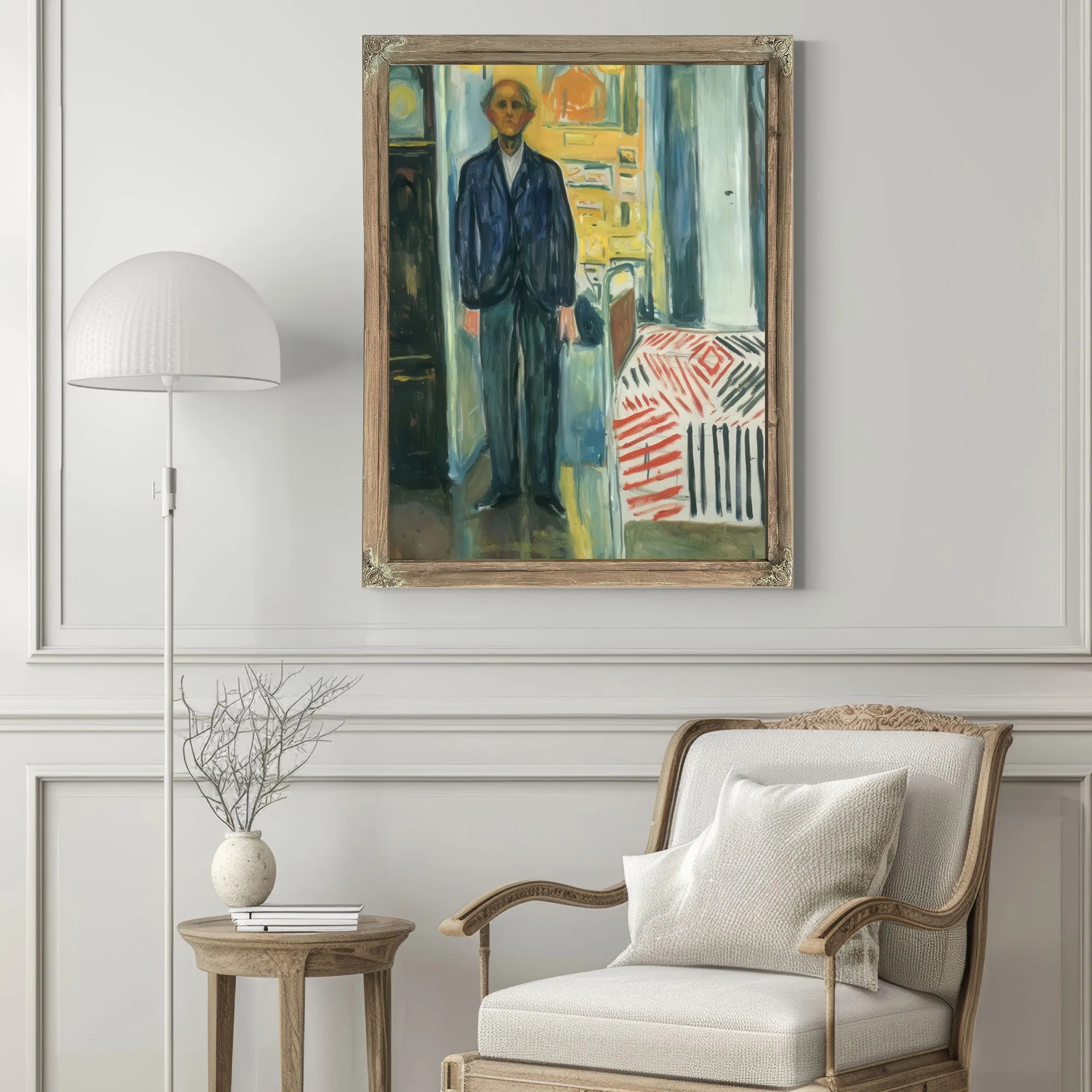 Self Portrait Between Clock And Bed 194042 By Edvard Munch Fine Art Print