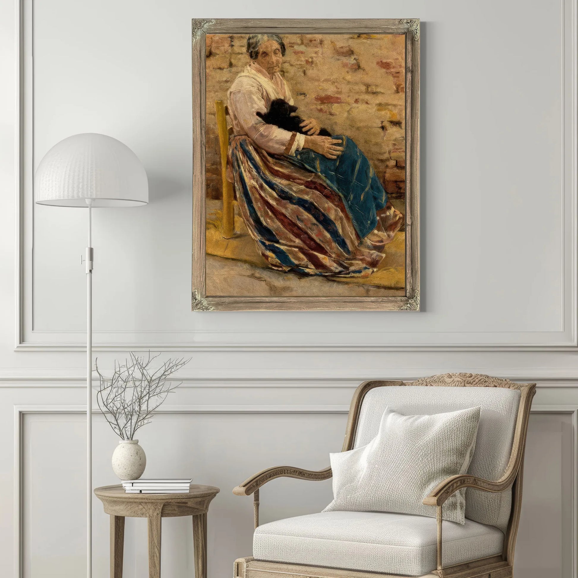 An Old Woman With Cat by Max Liebermann Fine Art Print