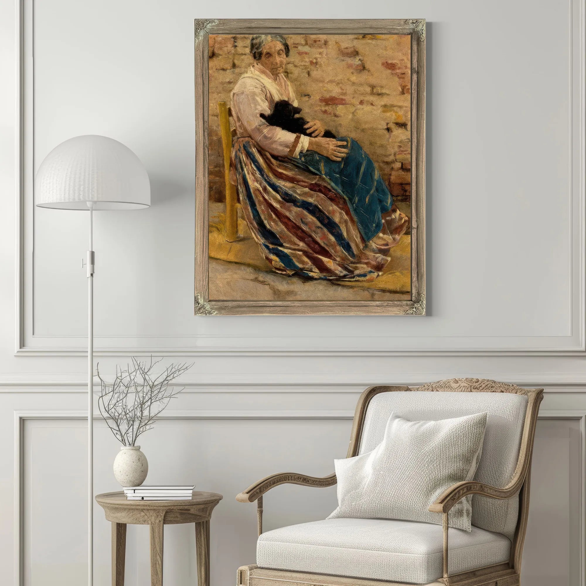 An Old Woman With Cat by Max Liebermann Fine Art Print